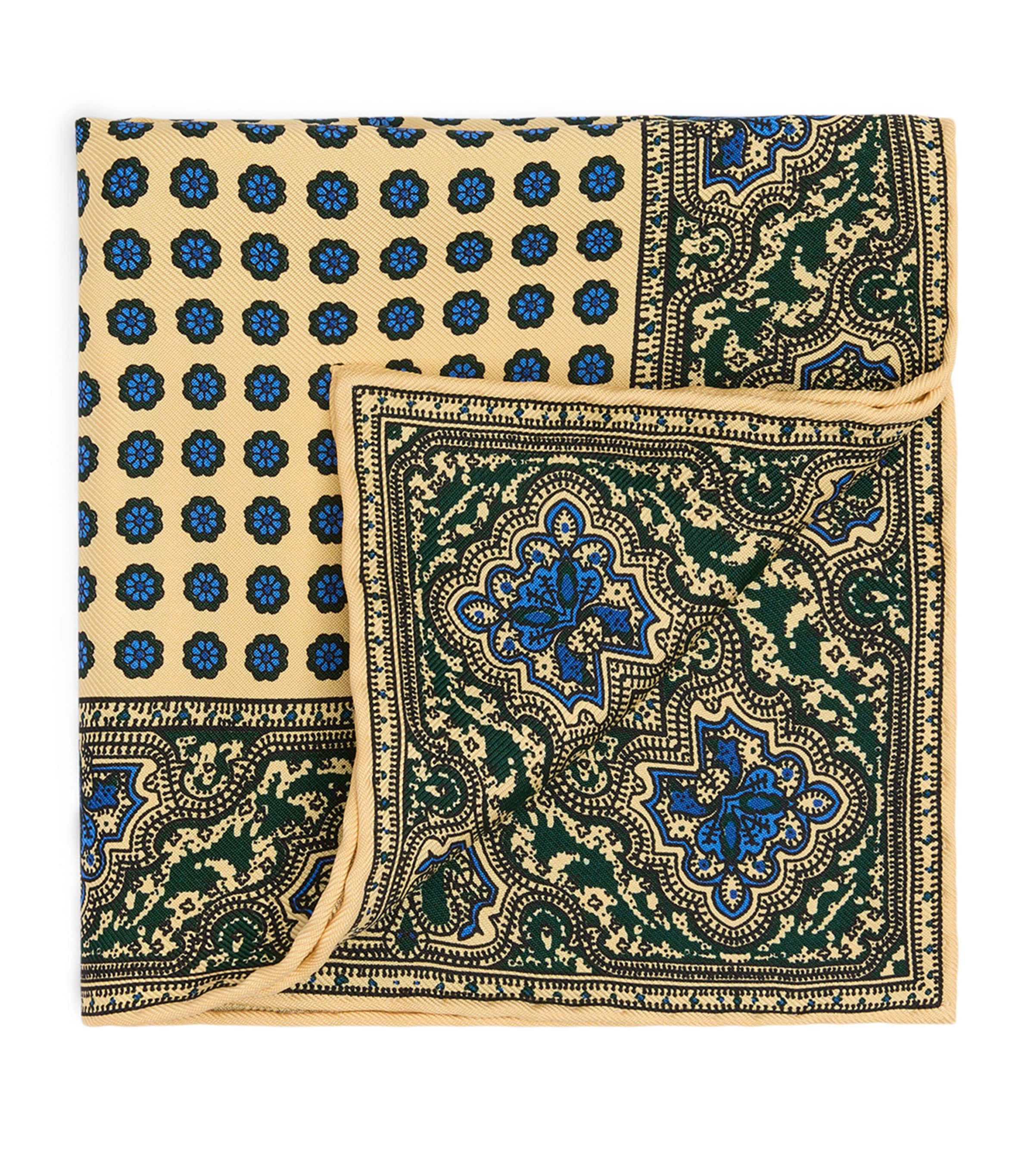 Dunhill Mulberry Silk Printed Pocket Square Buf Image 1