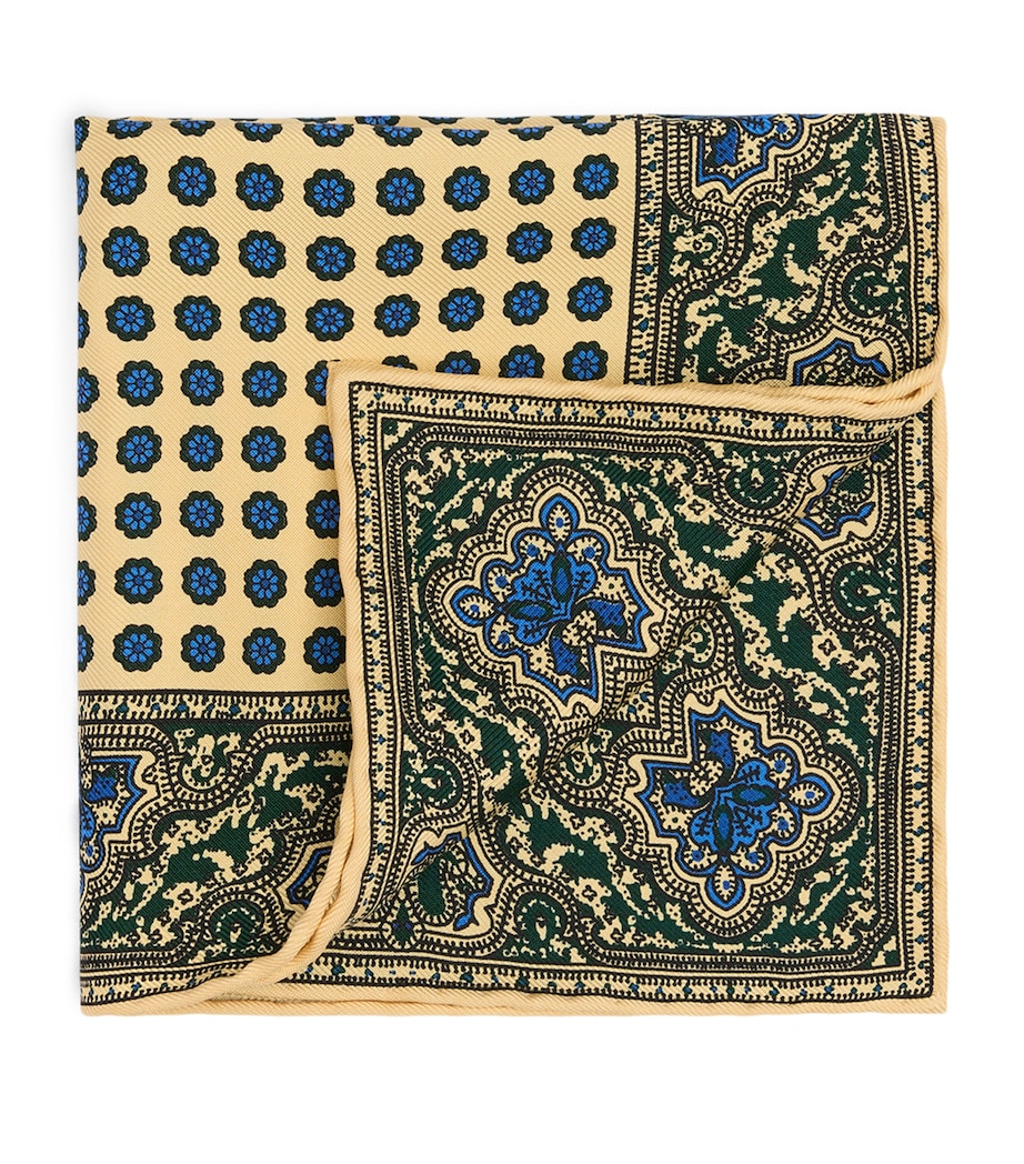 Dunhill Mulberry Silk Printed Pocket Square Buf Image 1