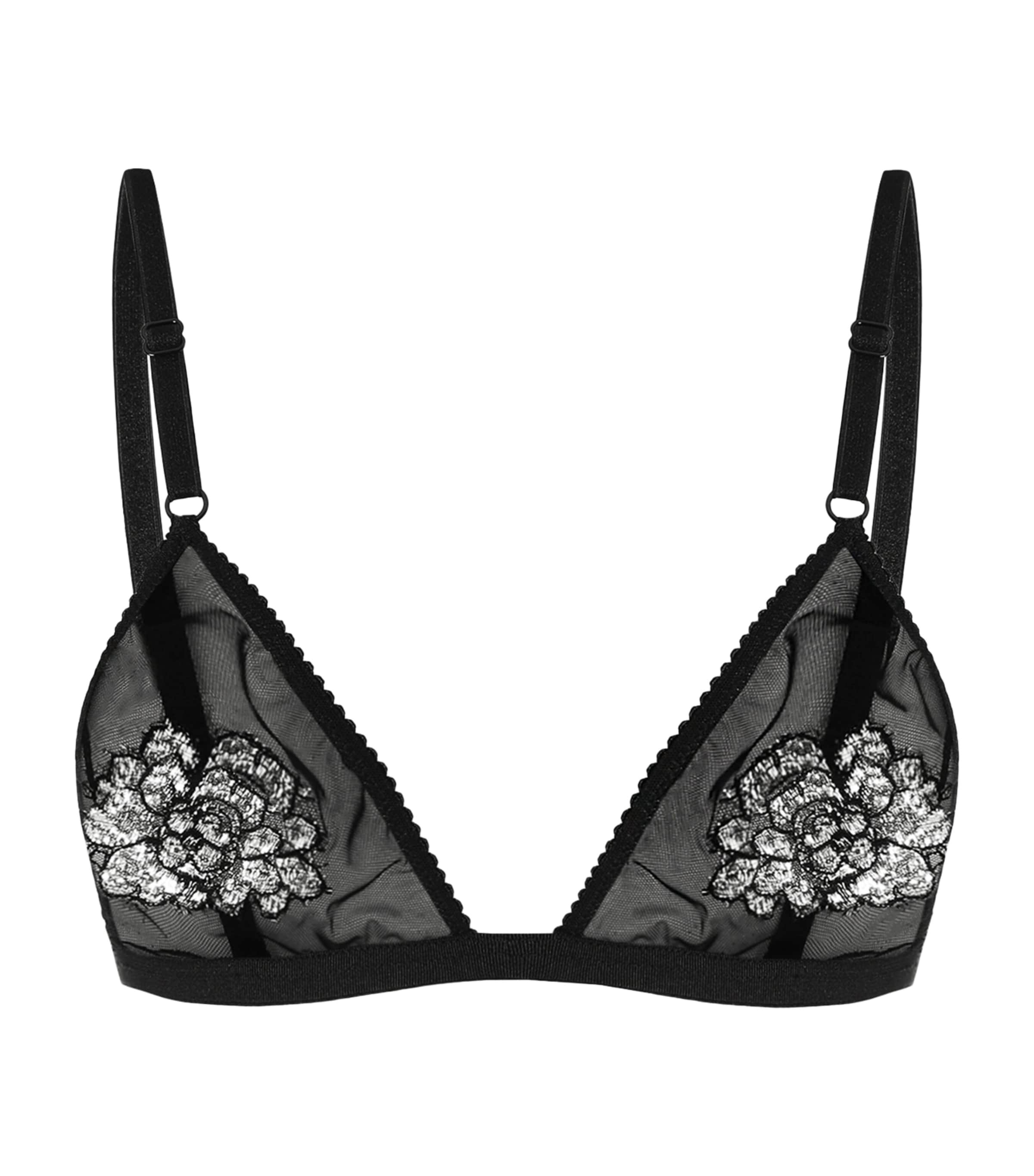 Dolce&Gabbana Womens Lace Mesh Embellished Bralette Blac Image 1