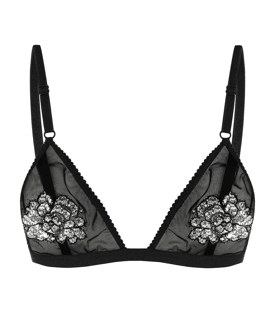 Dolce&Gabbana Womens Lace Mesh Embellished Bralette Blac Image 1
