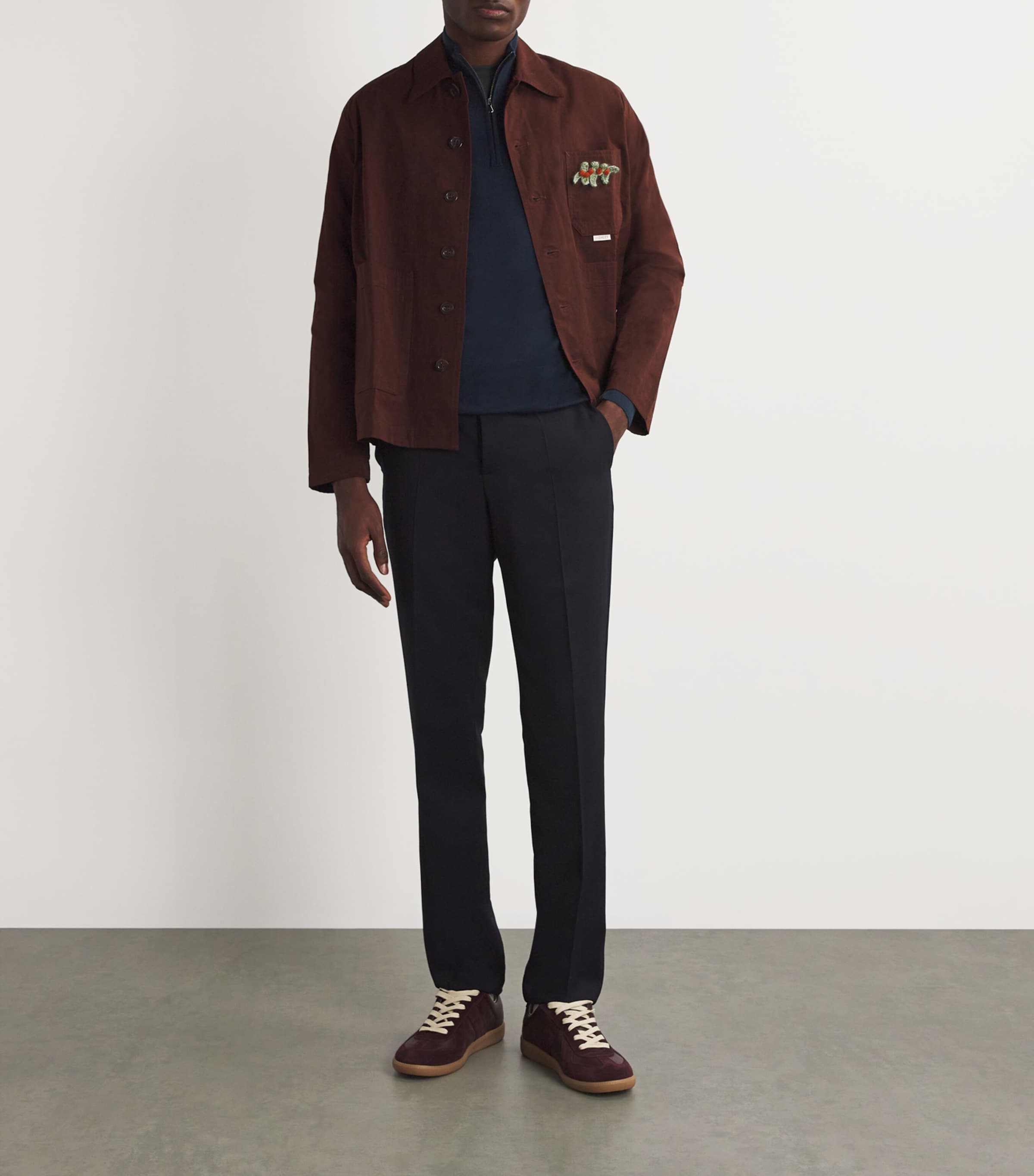 Sunspel Mens Merino Half-Zip Sweater Light Navy Image 2