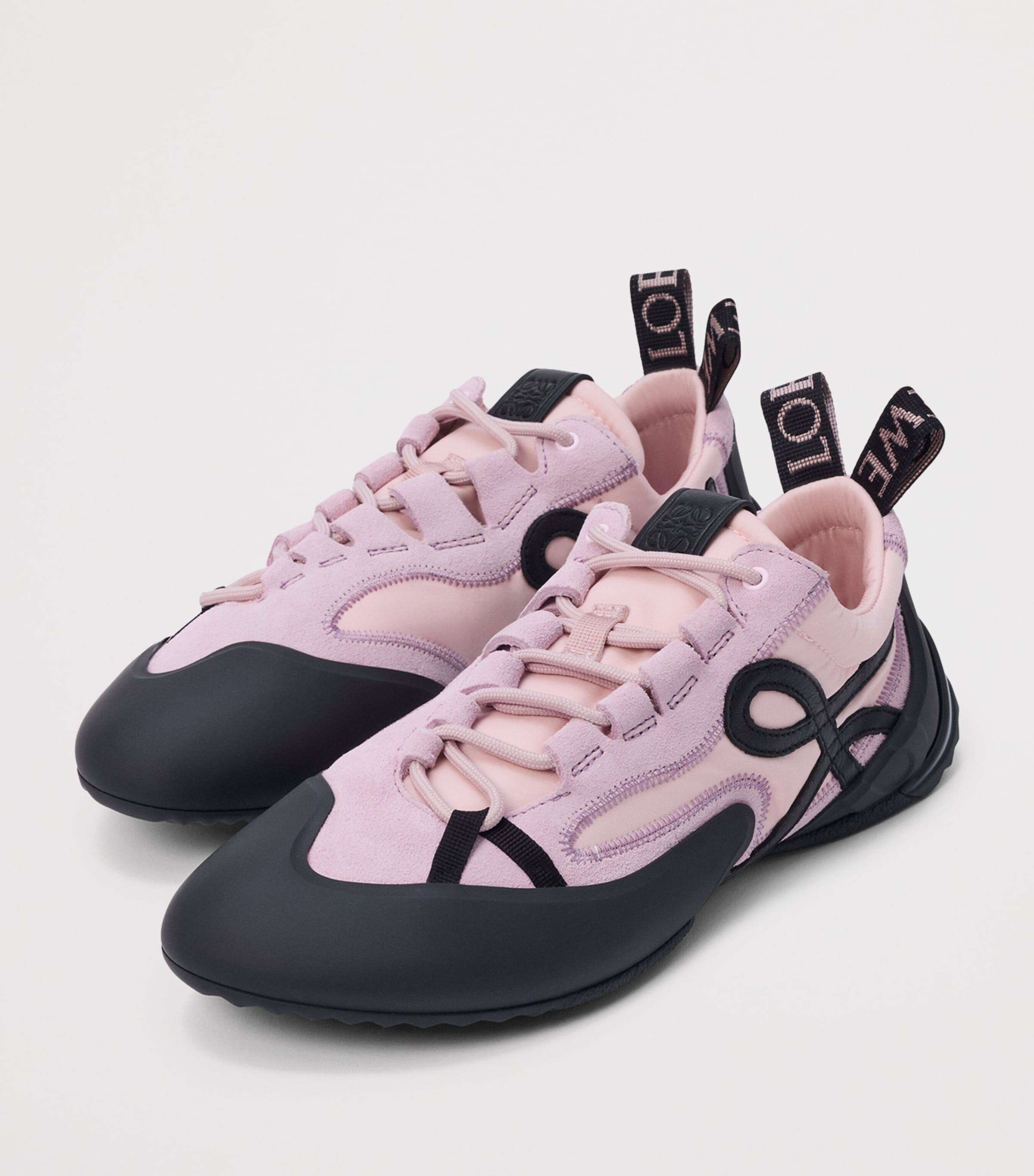 LOEWE Suede-Nylon Grip Sneakers Pink/black Image 3