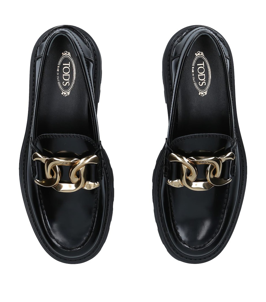 Leather Lug-Sole Loafers BLACK Image 4
