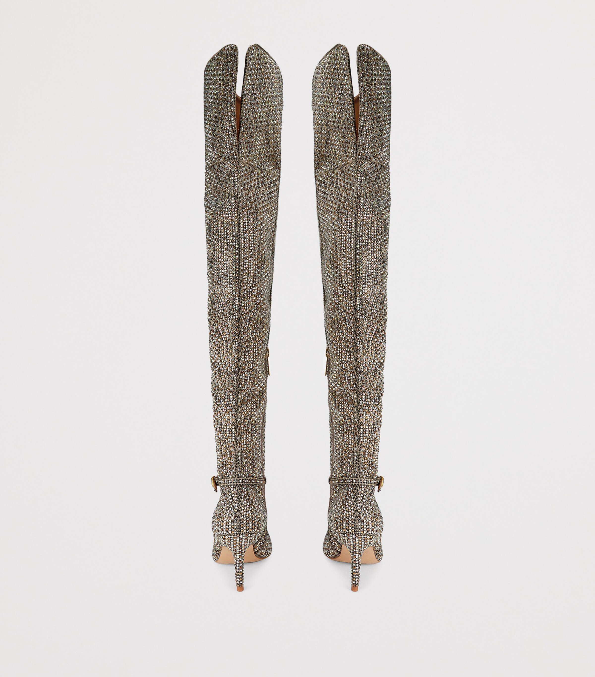 Kurt Geiger London Crystal Embellished Mayfair Over-the-Knee Boots 70 Beige Comb Image 2
