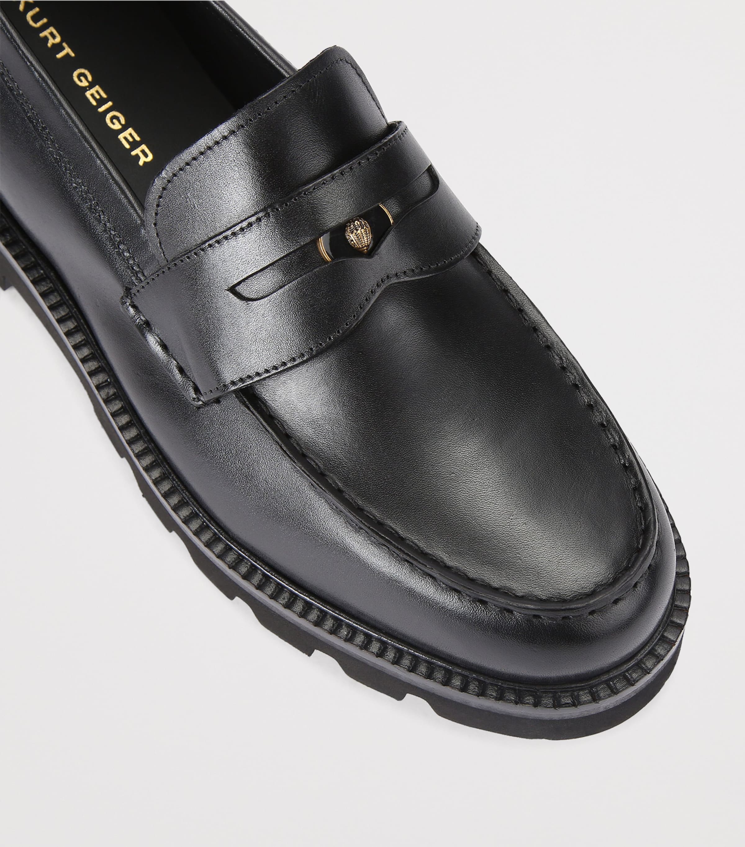 Leather Brompton Penny Loafer BLACK Image 3
