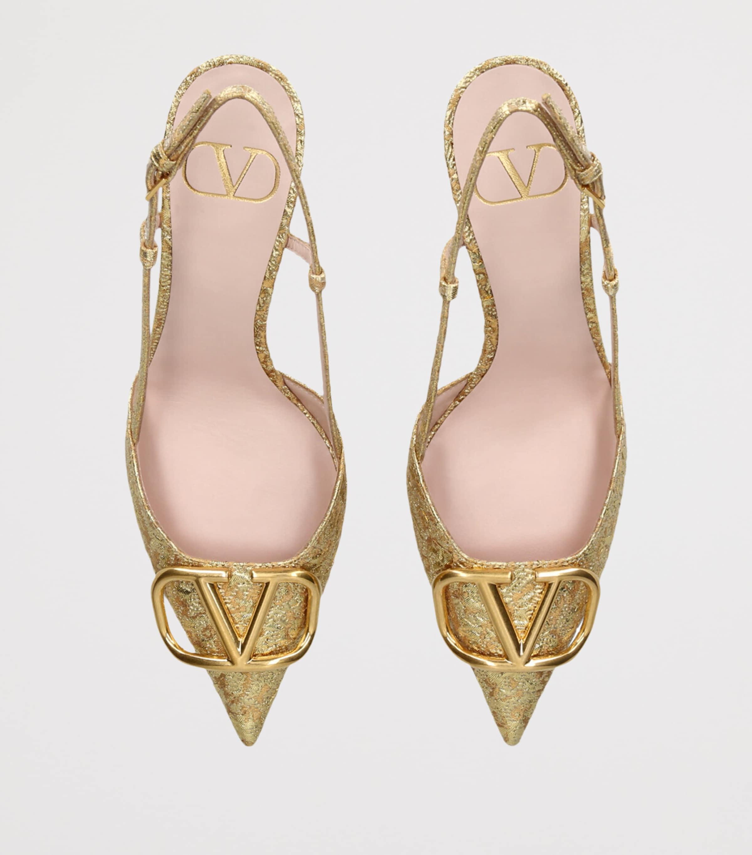 Jacquard VLogo Slingback Pumps 80 GOLD Image 4