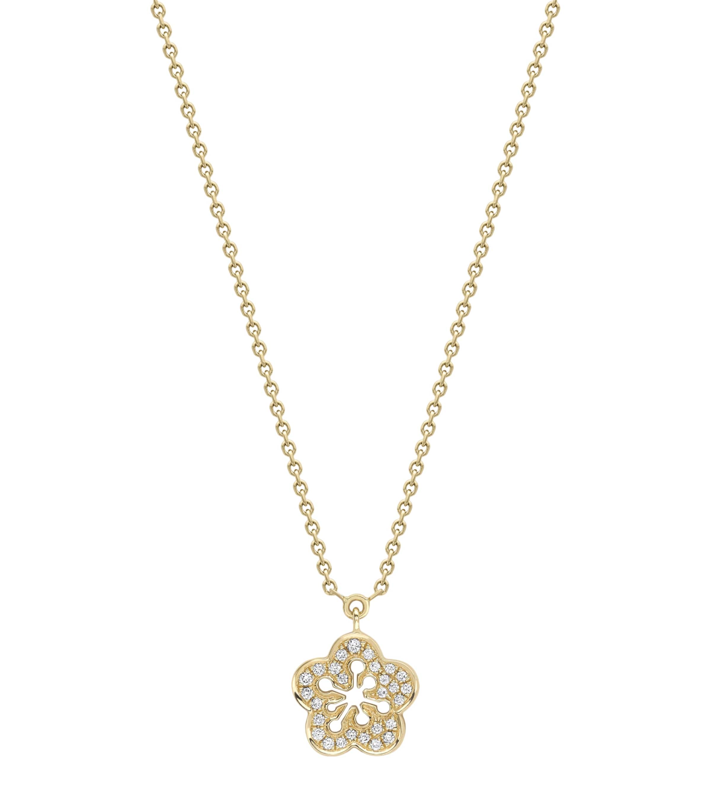 Boodles Mini Yellow Gold And Diamond Blossom Pendant Necklace