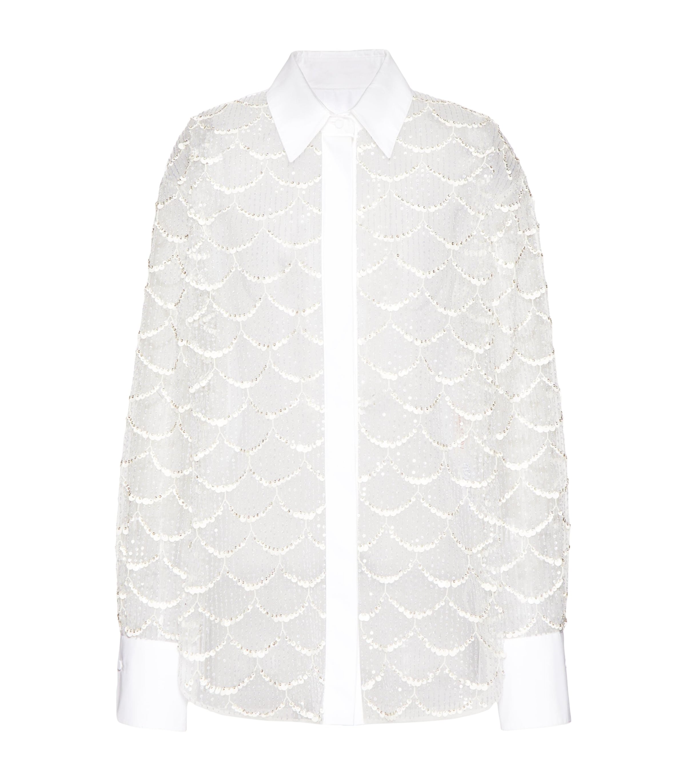 Valentino Sheer Sequin-embellished Shirt In Ivory