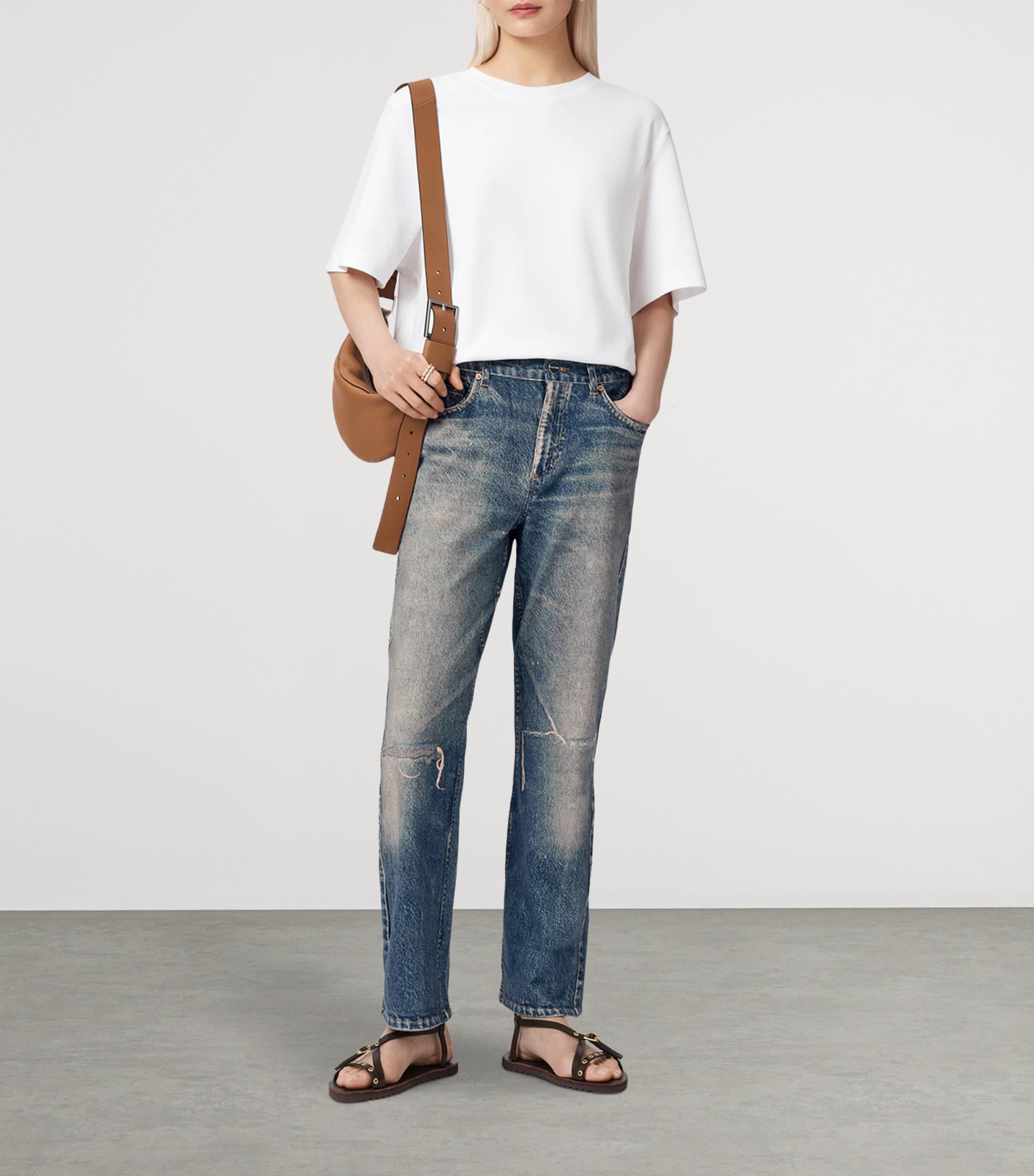 AllSaints Womens Denim Illusion Print Ida Trousers Illusion Tint Blue Image 5