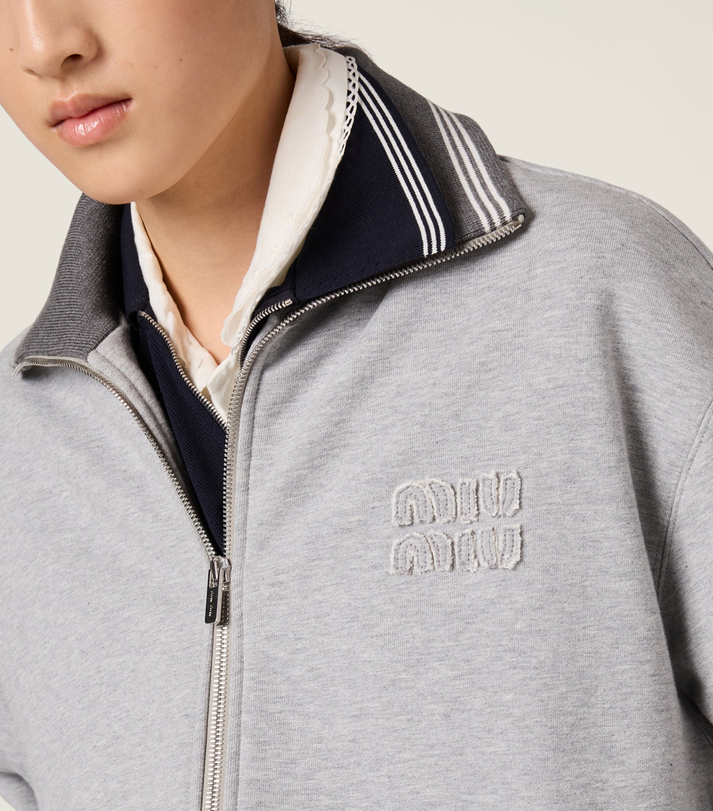 Cotton Fleece Logo Oversized Jacket F0031 Image 5