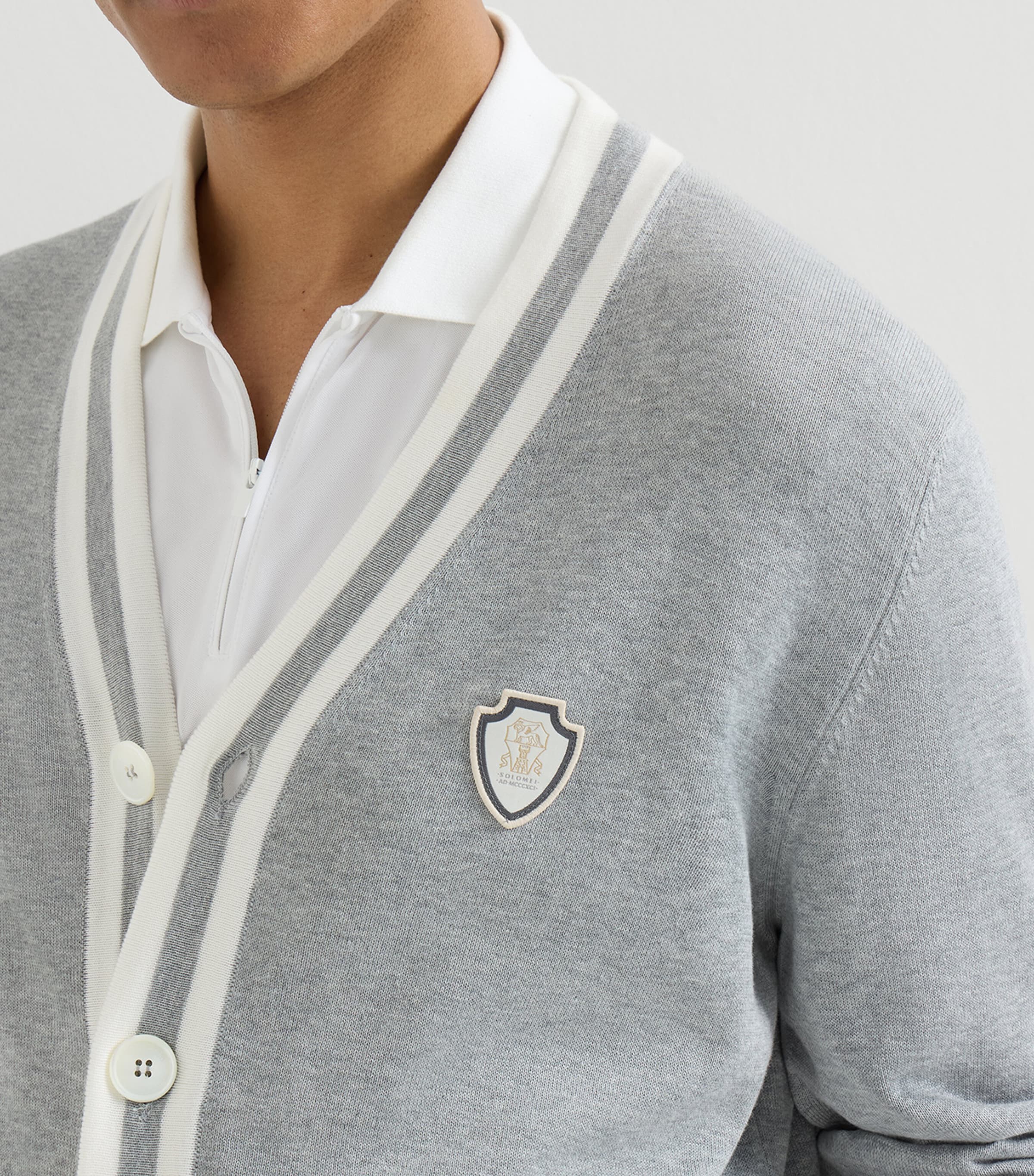 Brunello Cucinelli Grey Cotton Crest Cardigan | Harrods CN