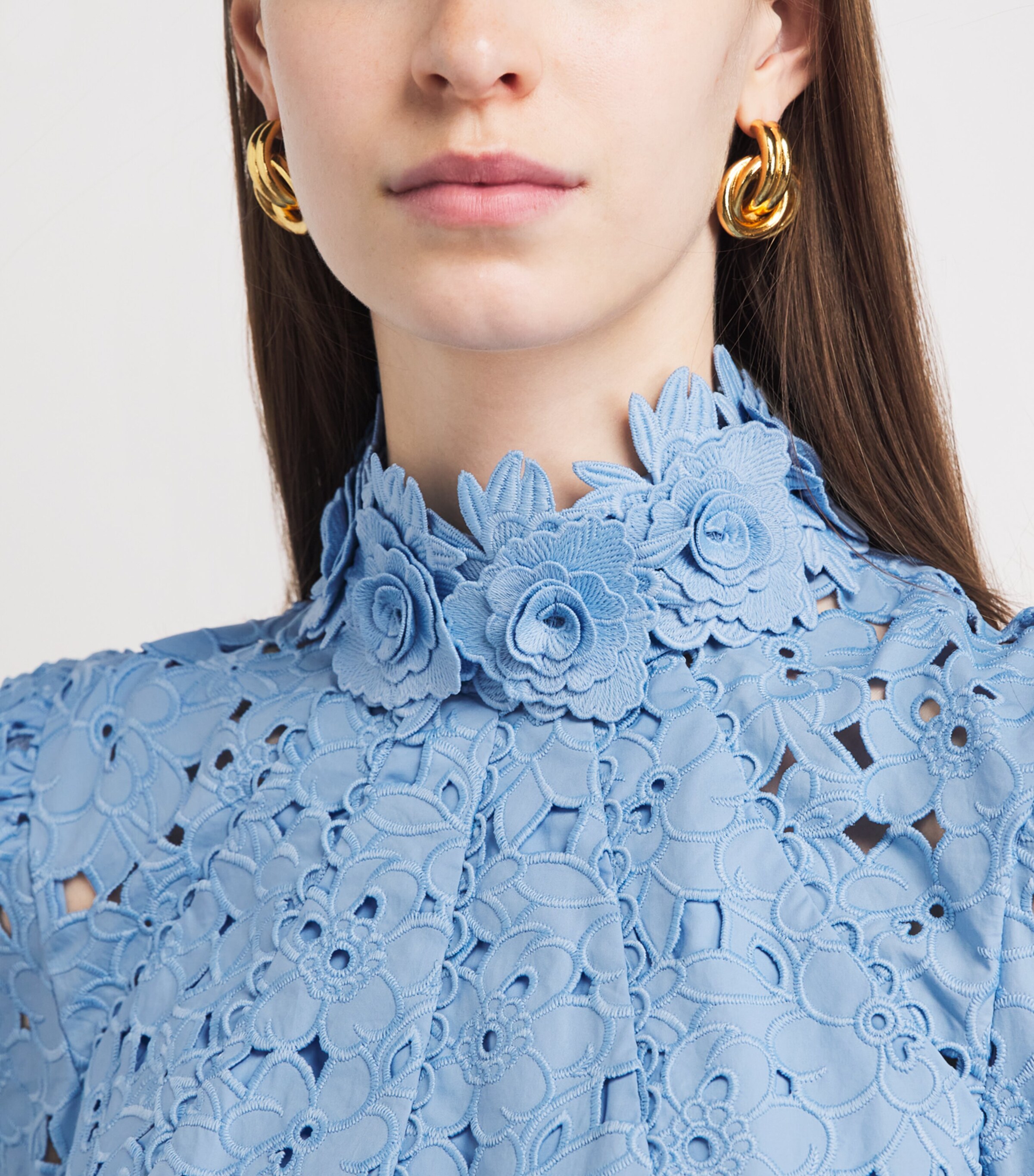 Rebecca Vallance Blue Cotton Embroidered Kitsu Midi Dress | Harrods US