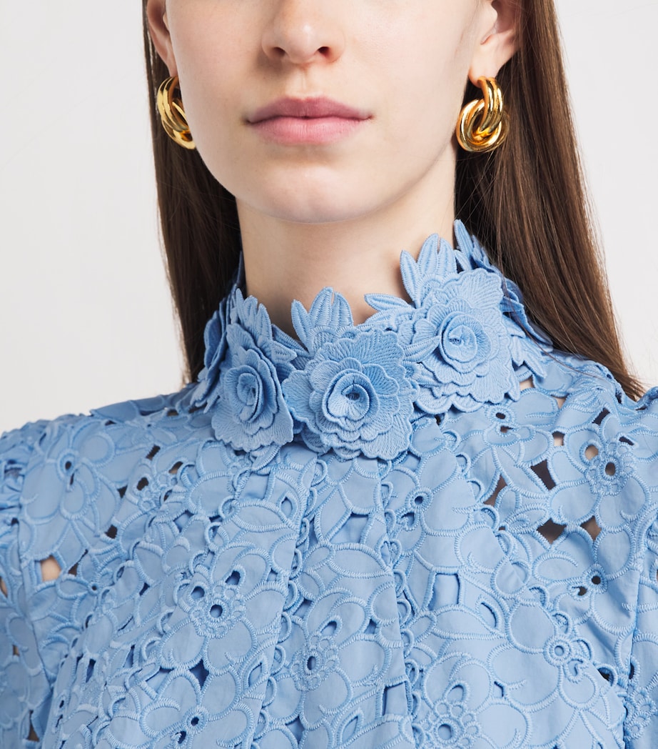 Rebecca Vallance Blue Cotton Embroidered Kitsu Midi Dress | Harrods US Rebecca Vallance Blue Cotton Embroidered Kitsu Midi Dress | Harrods US