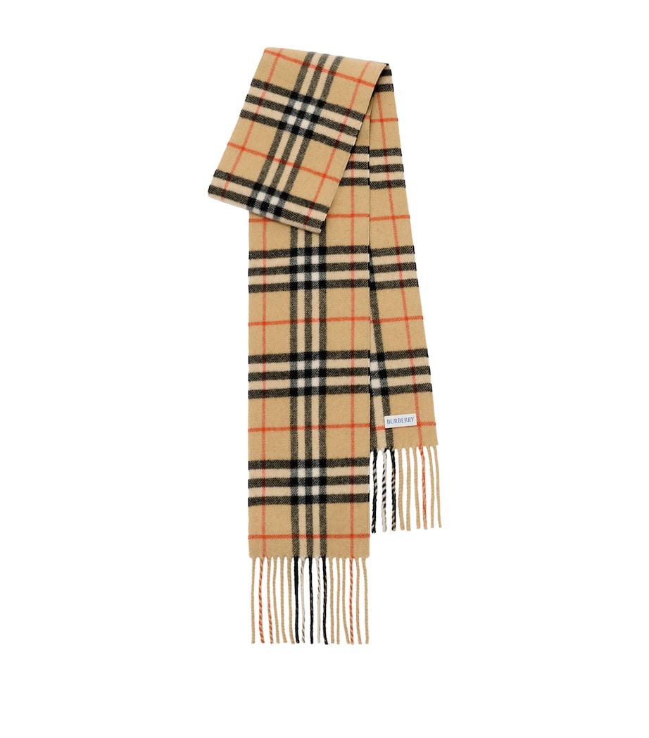 Cashmere Narrow Check Scarf SAND Image 1