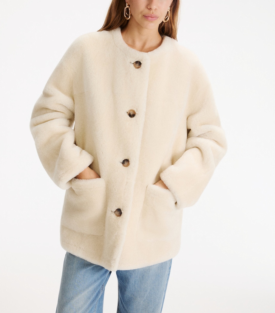 Marella Womens Ram Shearling Oversized Jacket Cream Image 3