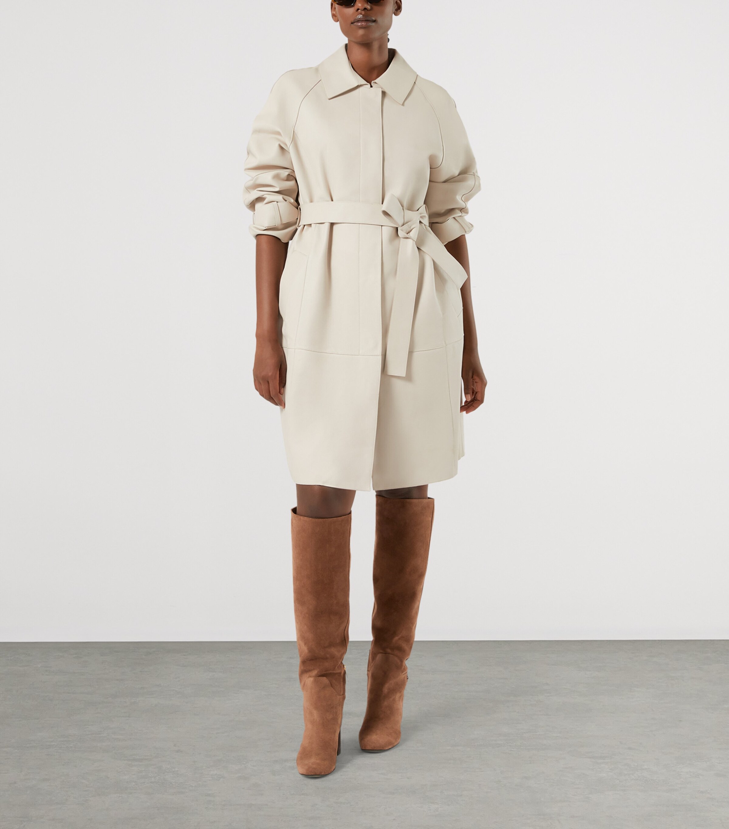 Marina Rinaldi Suede Knee High Boots Hazelnut Brown Image 2