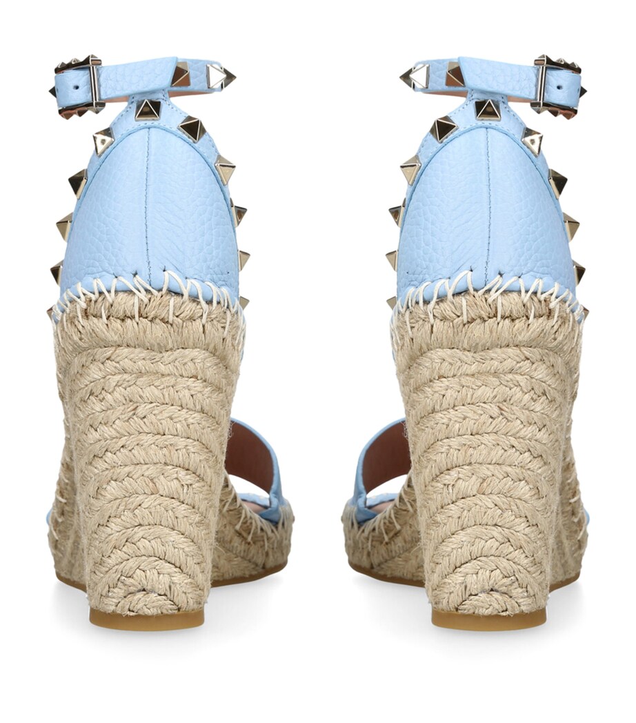 Leather Rockstud Espadrille Wedges 105 BLUE OTHER Image 2