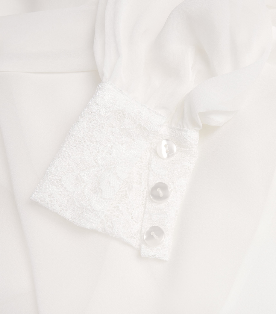 Silk Clelia Bridal Robe WHITE W WHITE LACE Image 5