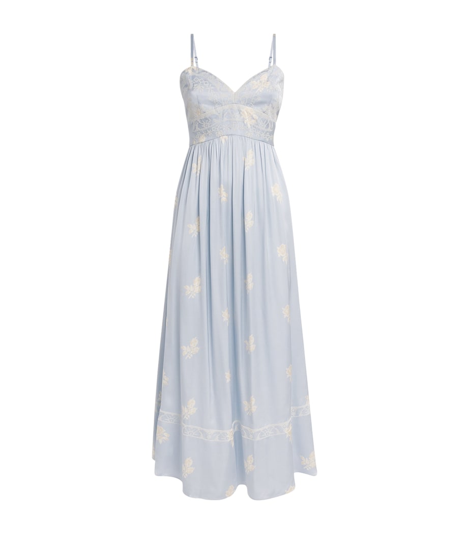 Claudie Pierlot Womens Floral Printed Midi Dress Light Print Image 1