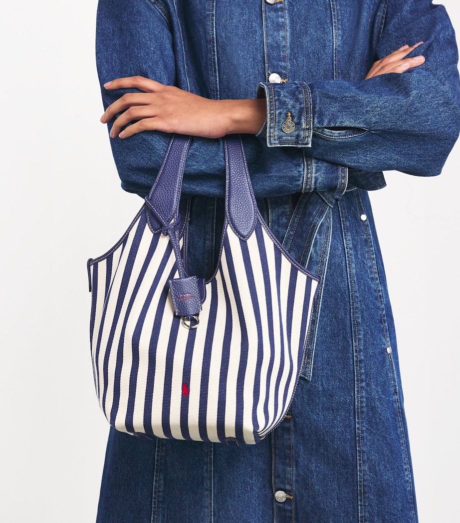 Medium Stripe Polo Play Tote Bag INK/W Image 2