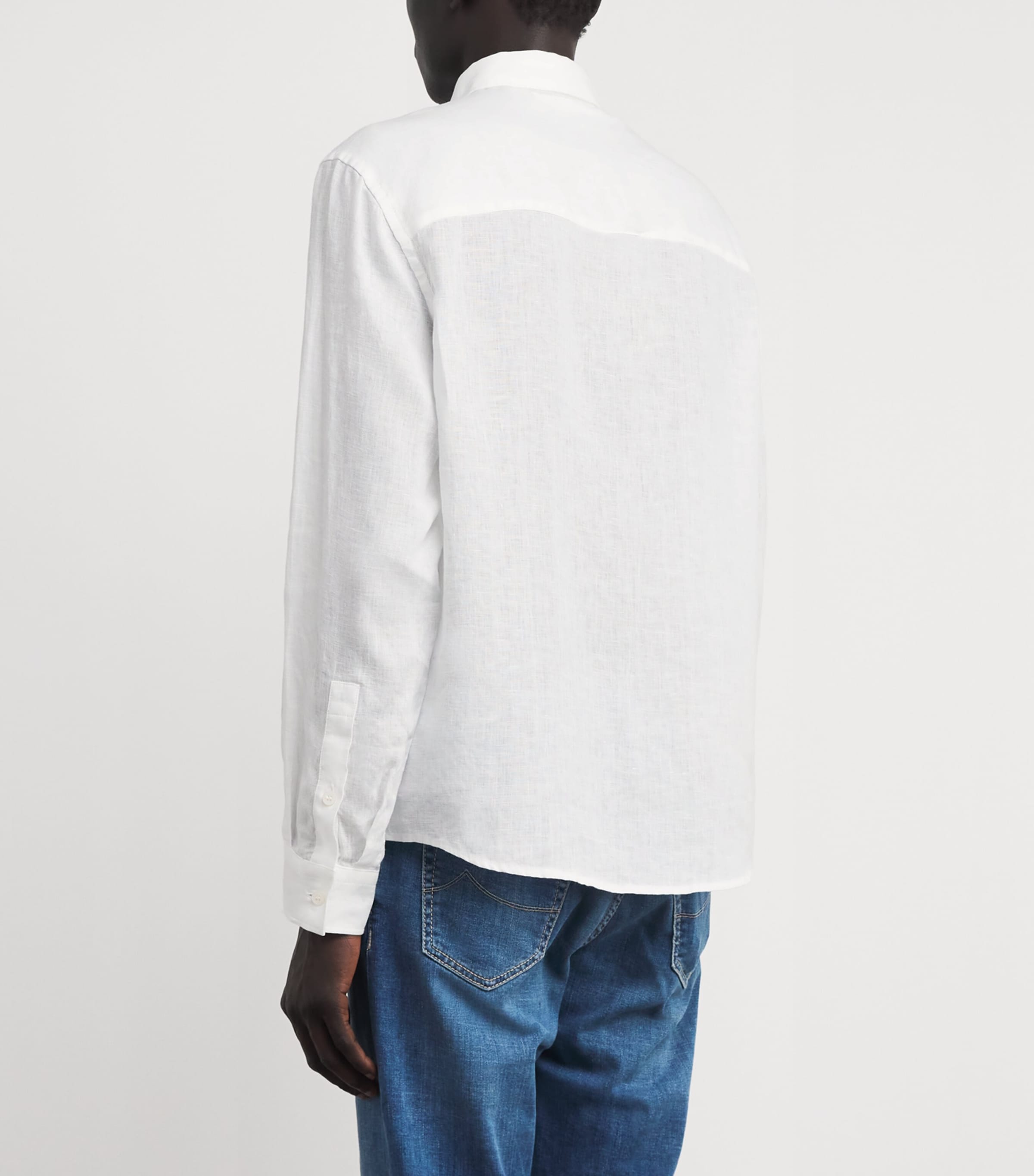 JACOB COHËN Mens Linen Long-Sleeve Shirt Optical White Image 5