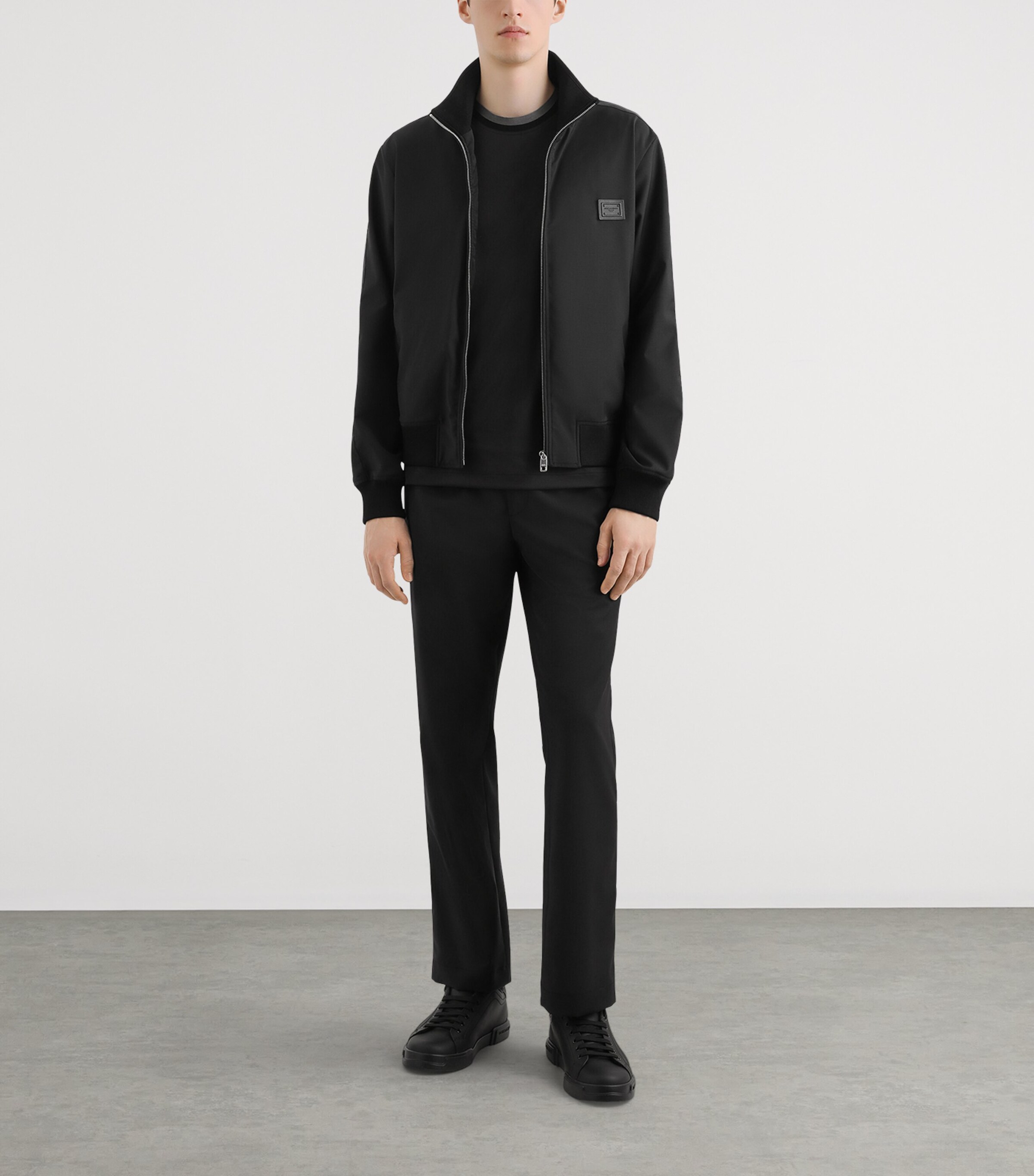 Wool-Blend Canvas Zip-Up Jacket N0000-BLACK Image 2