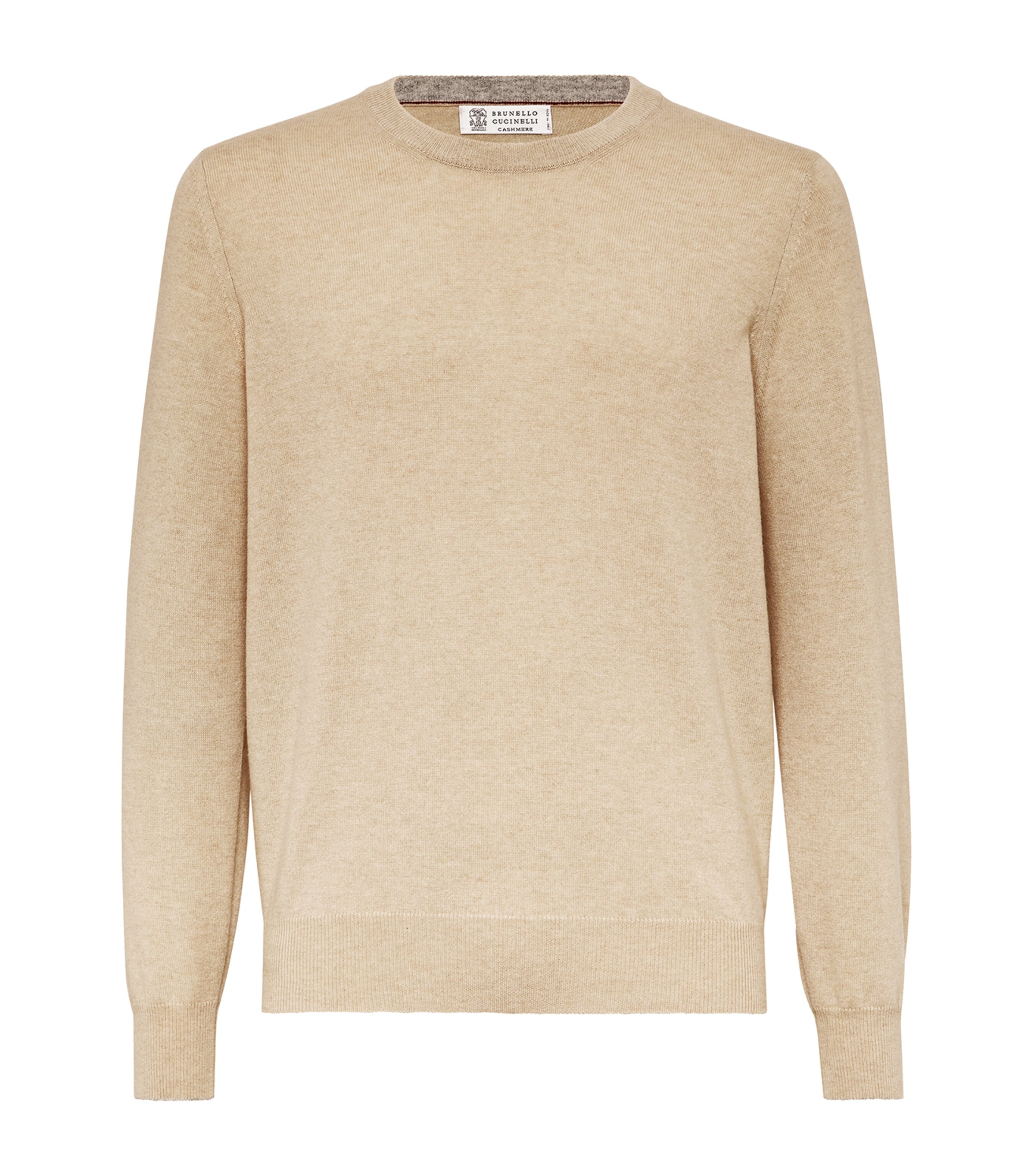Brunello Cucinelli Cashmere Crew-neck Sweater In Beige