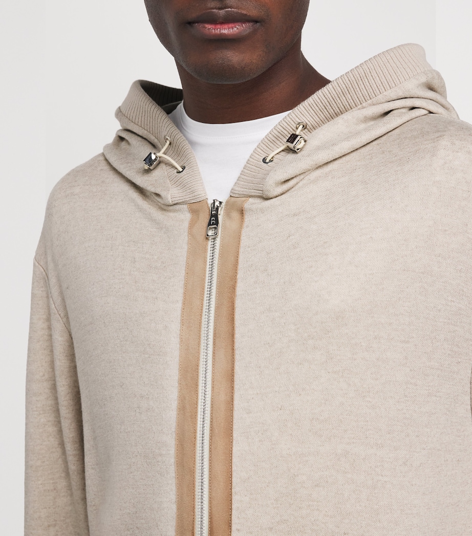 Brett Johnson Mens Linen-Virgin Wool Zip-Up Hoodie Stone Image 6
