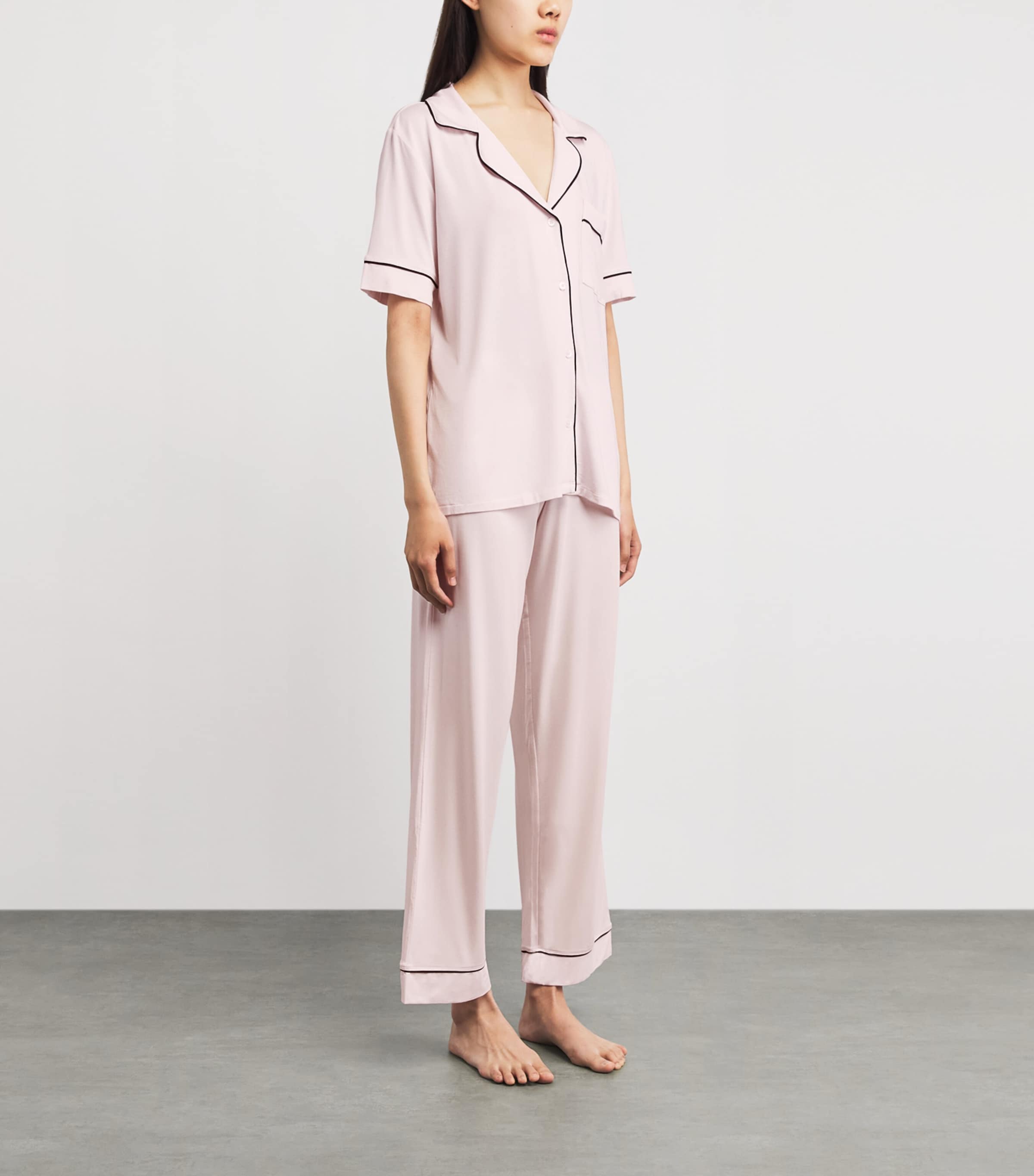 Eberjey Womens Short-Sleeve Gisele Pyjama Set Sorbet Pink/black Image 2