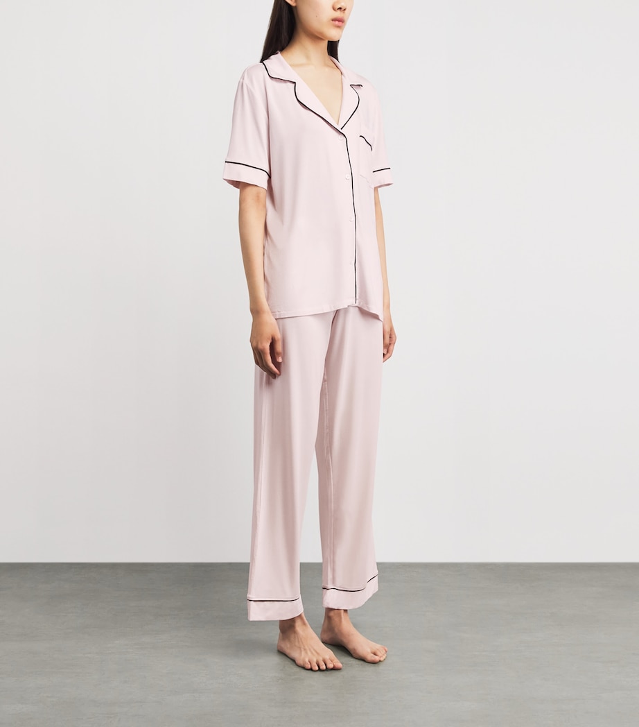 Eberjey Womens Short-Sleeve Gisele Pyjama Set Sorbet Pink/black Image 2