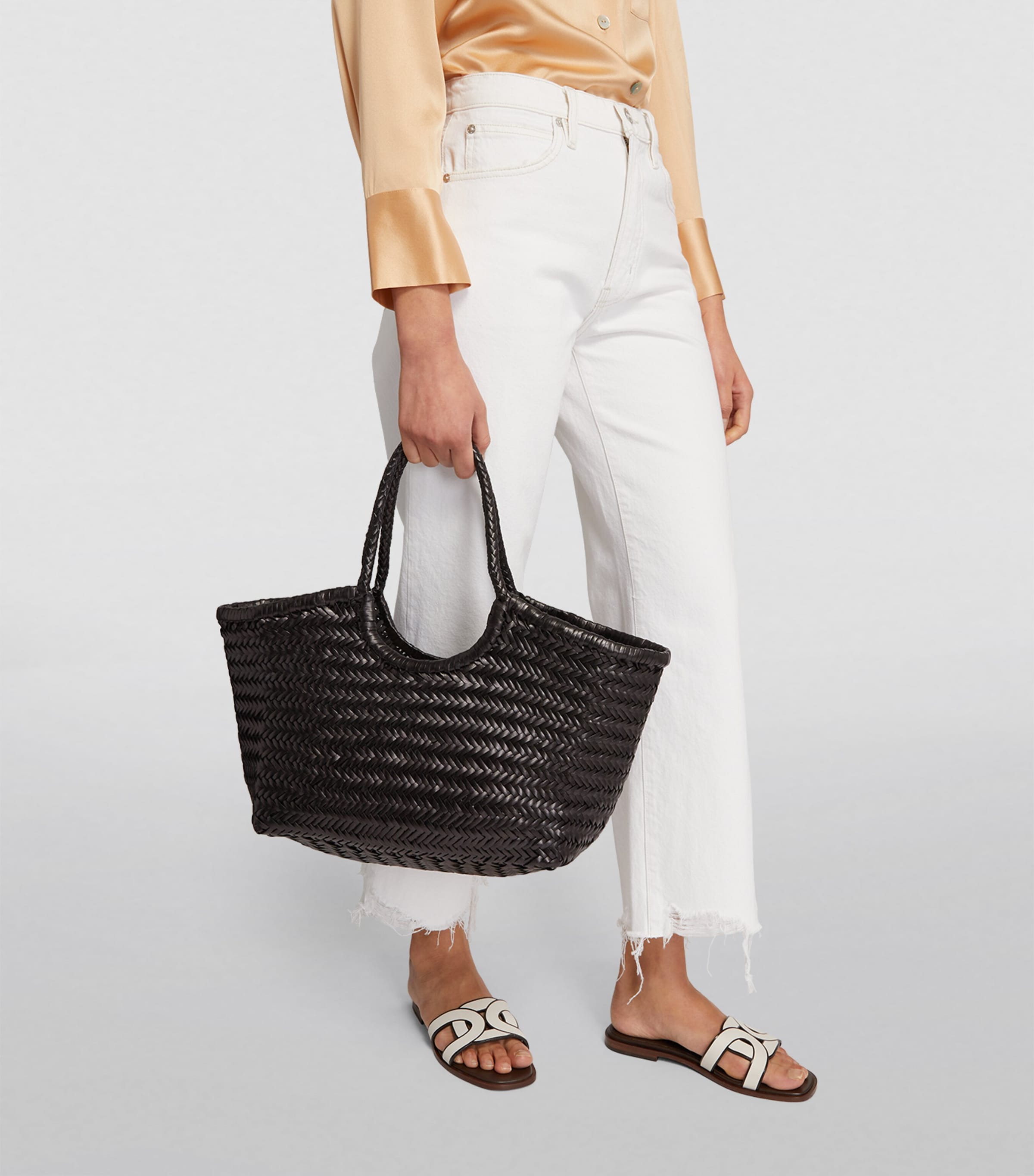 DRAGON DIFFUSION Large Leather Woven Nantucket Tote Bag
