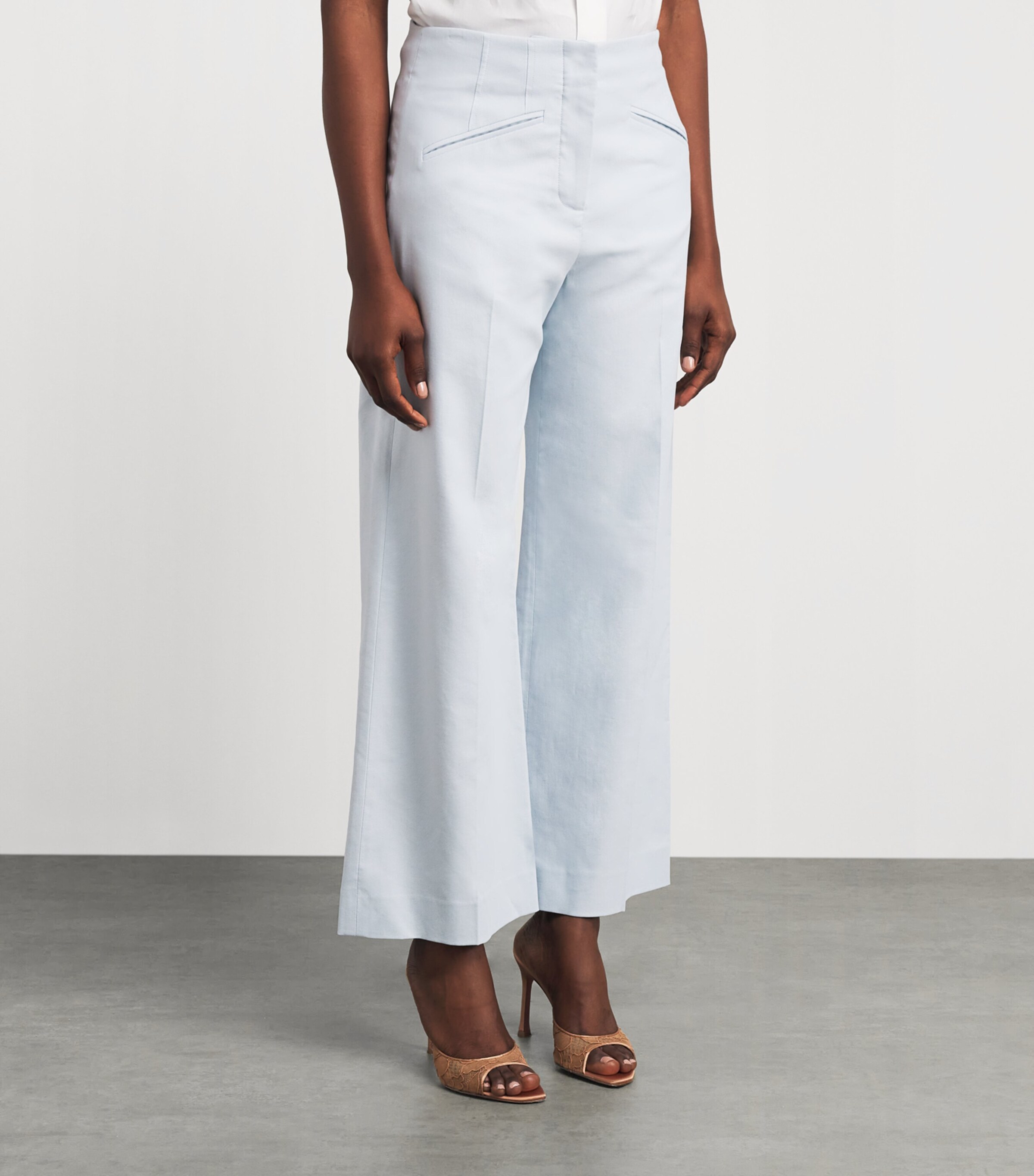 Veronica Beard Womens Cassidee Wide-Leg Trousers River Mist Image 4