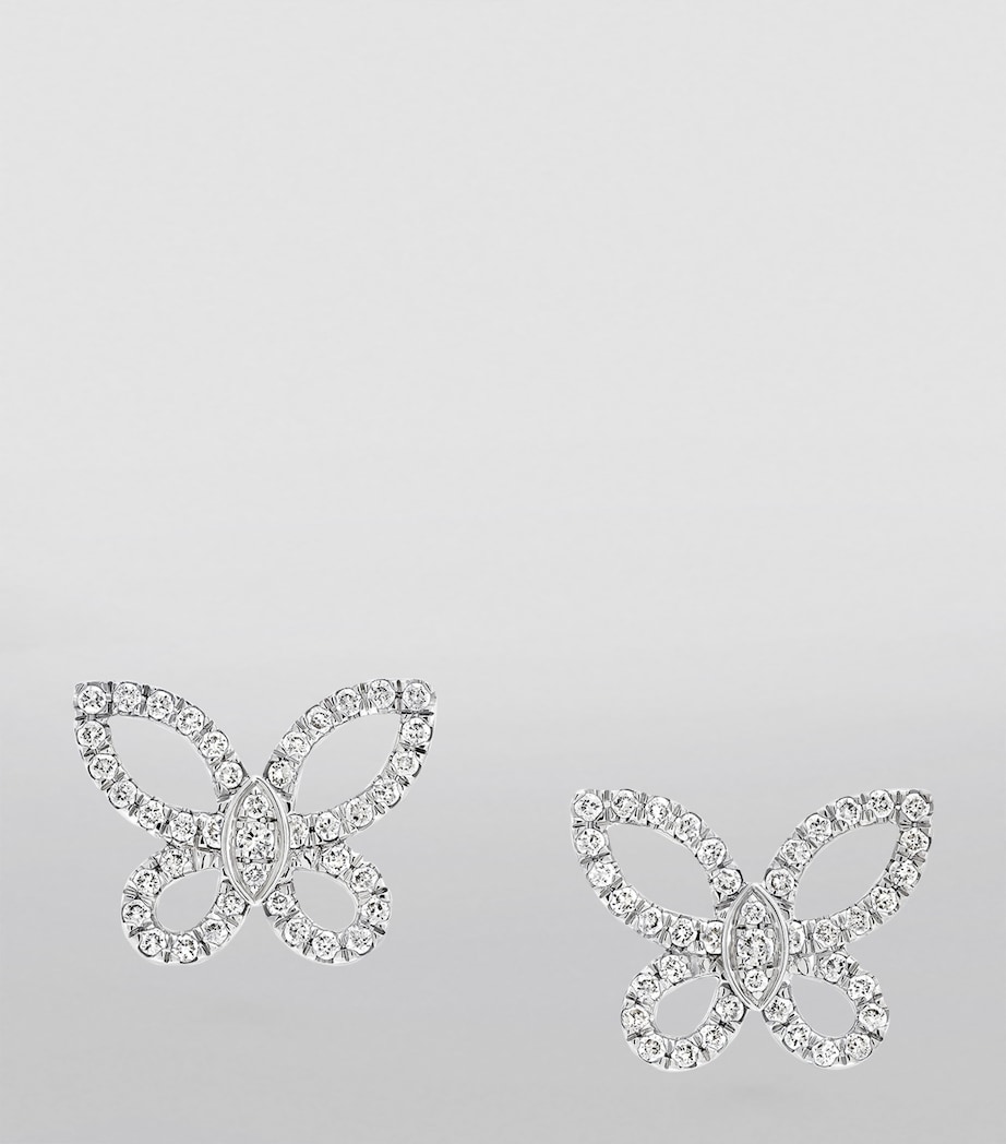 Mini White Gold and Diamond Butterfly Earrings WHITE GOLD Image 3