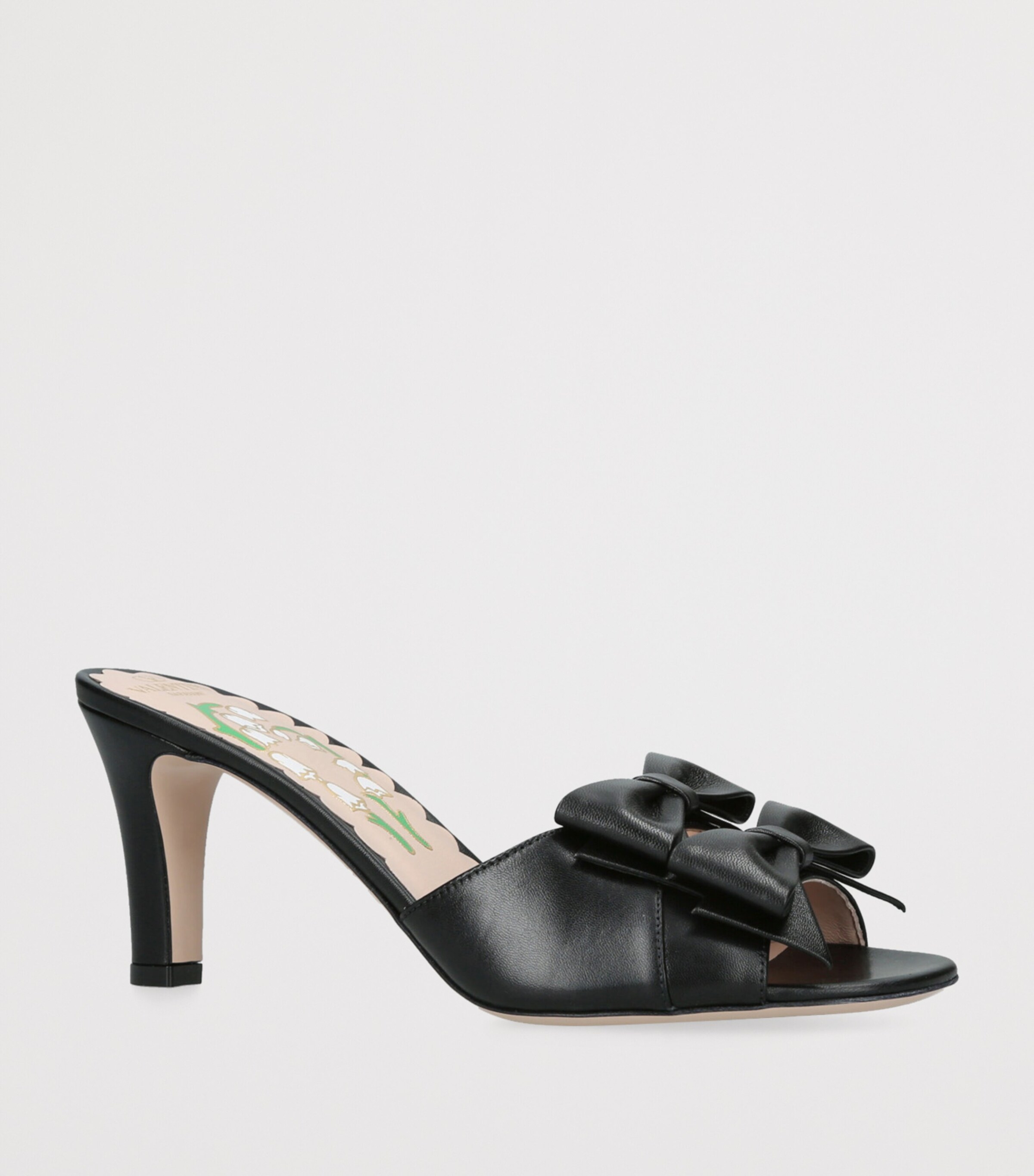Valentino Garavani Leather Bow-Detail Bowow Mules 75 Black Image 3