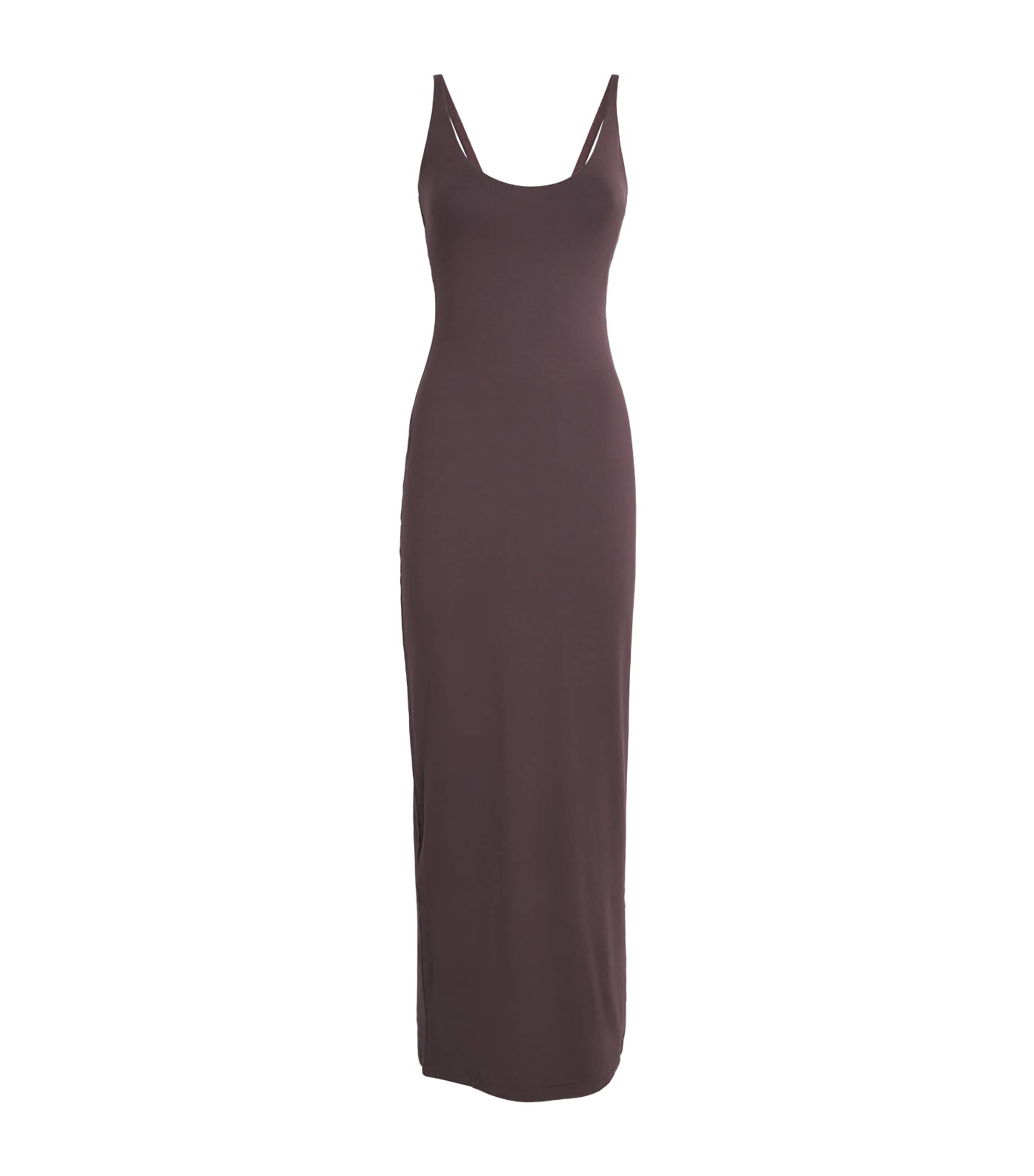Skims Smooth Lounge Scoop-neck Maxi Dress In Brown