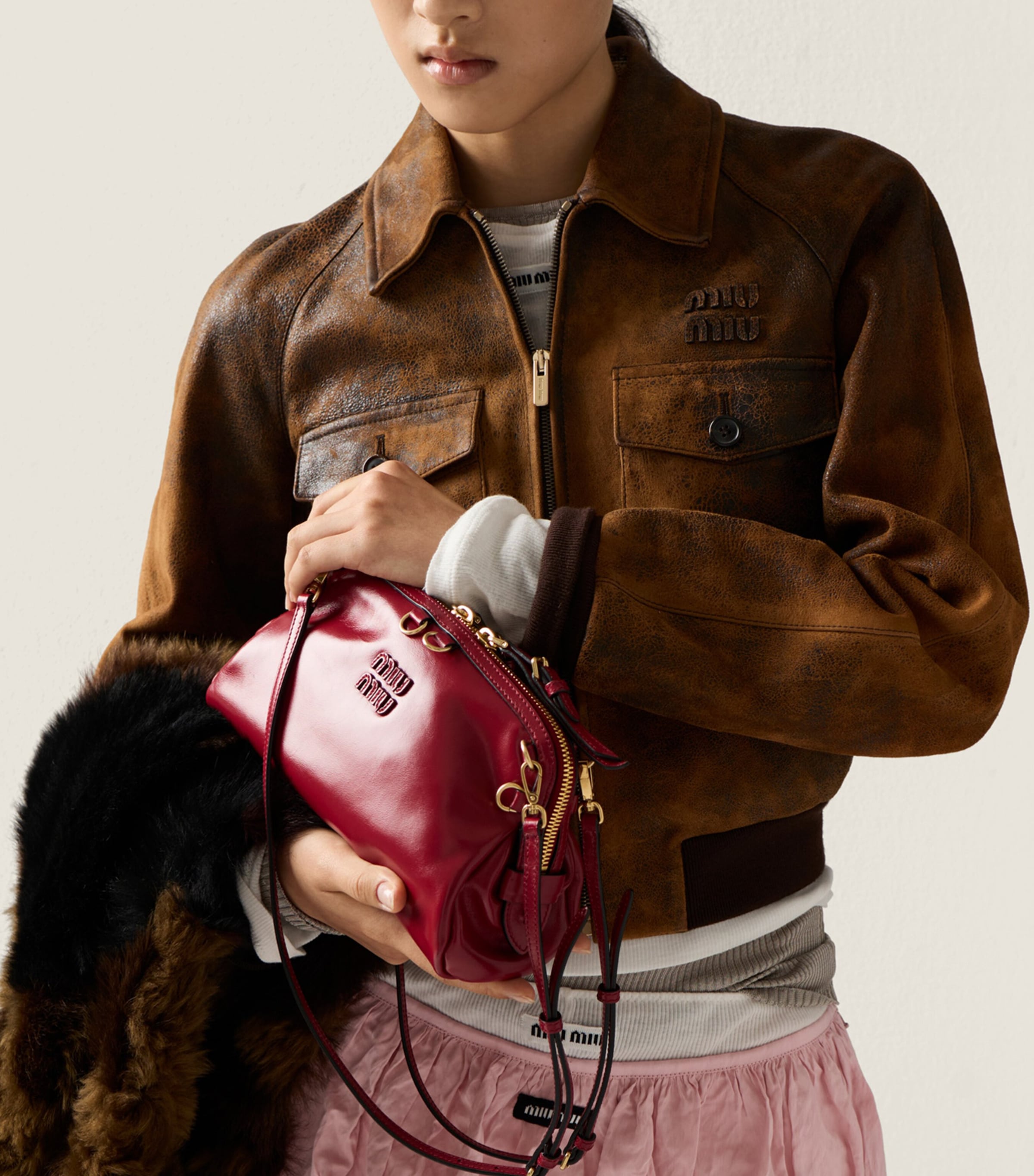 Miu Miu Womens Distressed Suede Jacket Image 4
