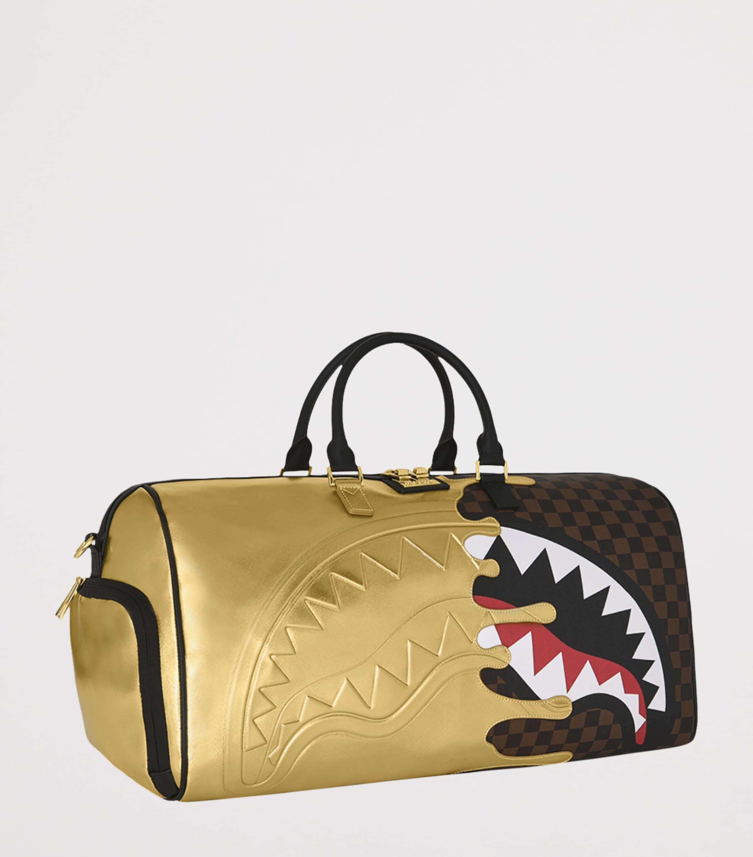 Sprayground Sharks In Paris Gold Drip Holdall Gold Image 2