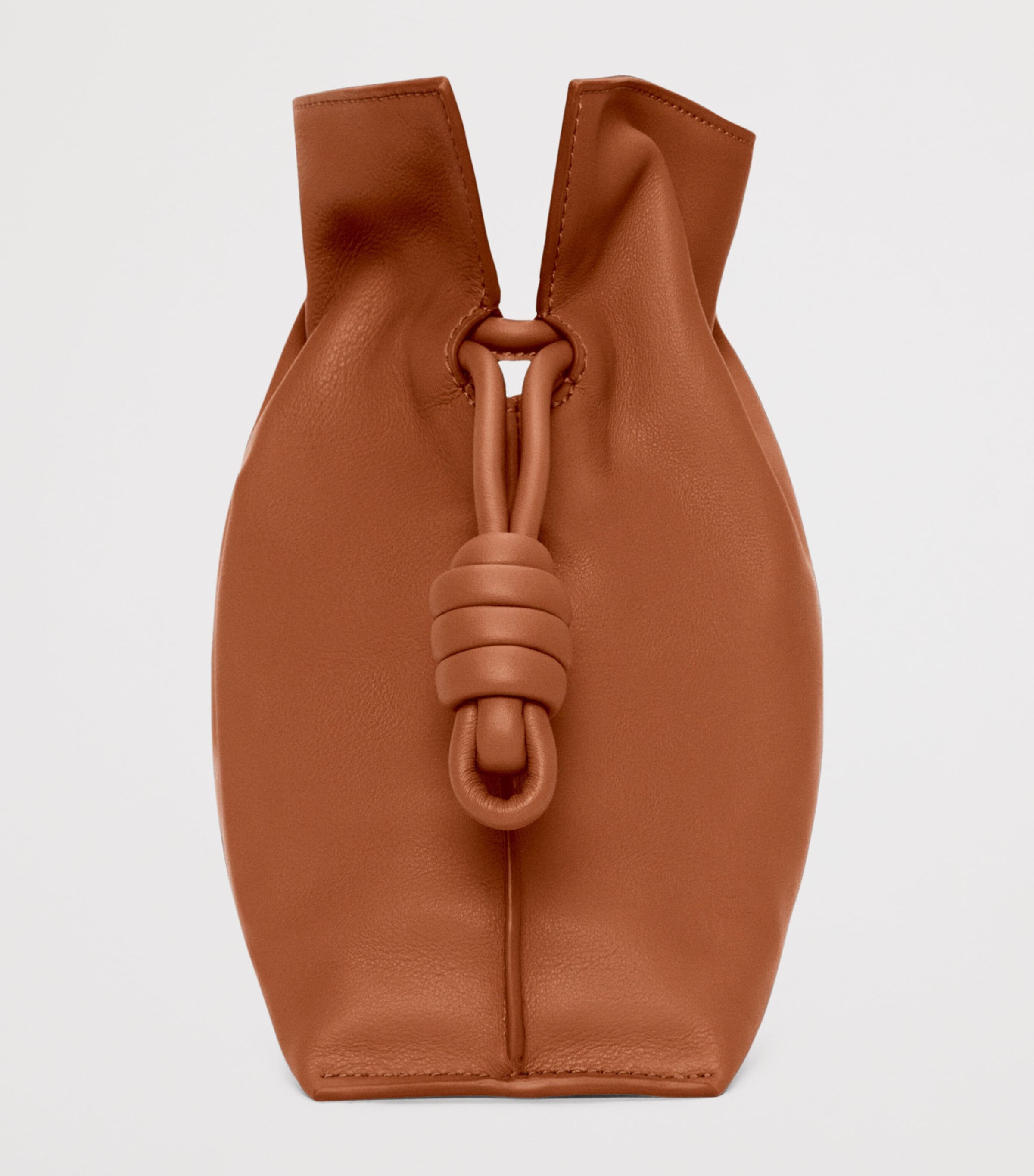 Medium Leather Flamenco Clutch Bag SQUIRREL Image 3