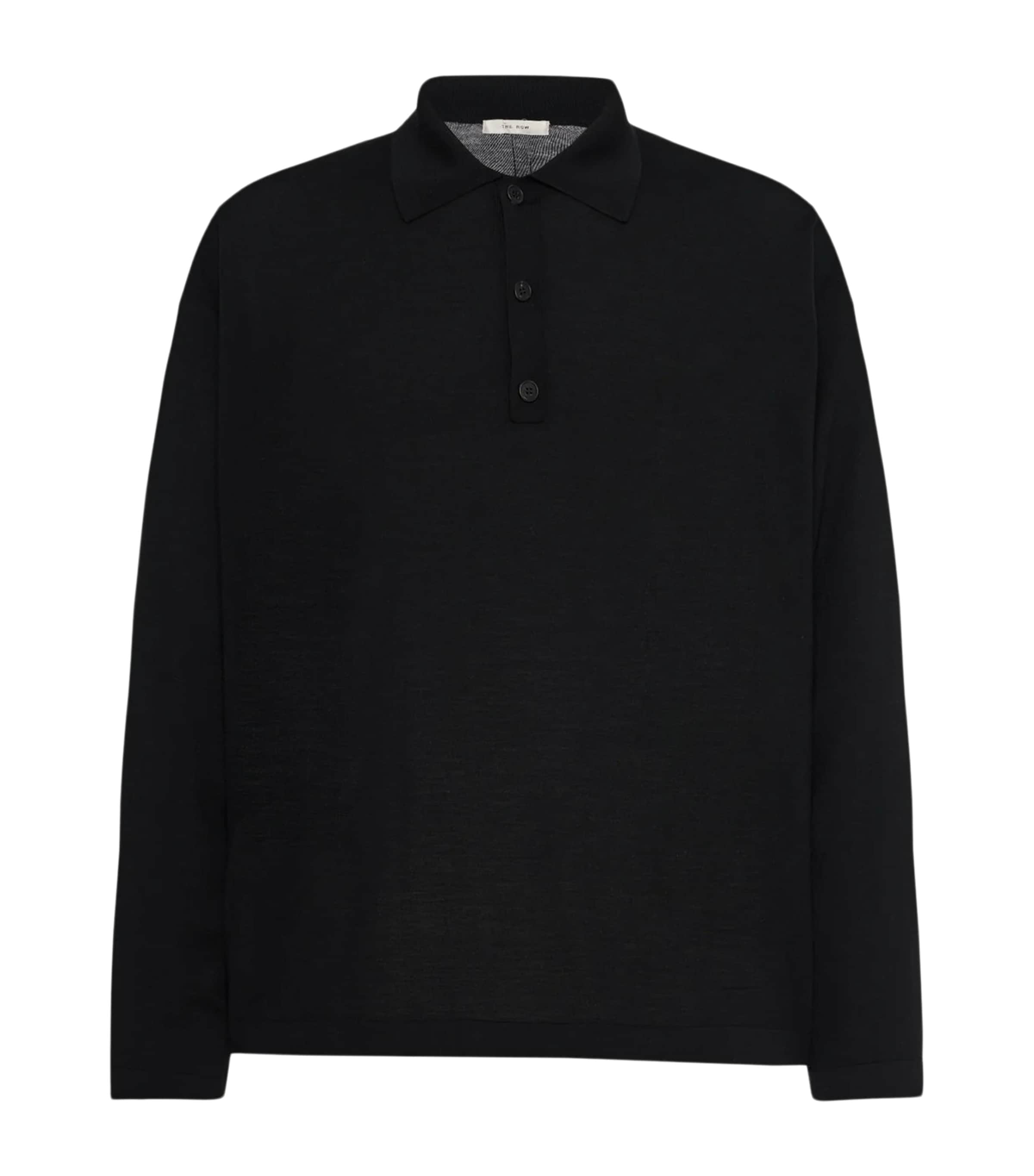 The Row Mens Djon Wool Polo Sweater Black Image 1