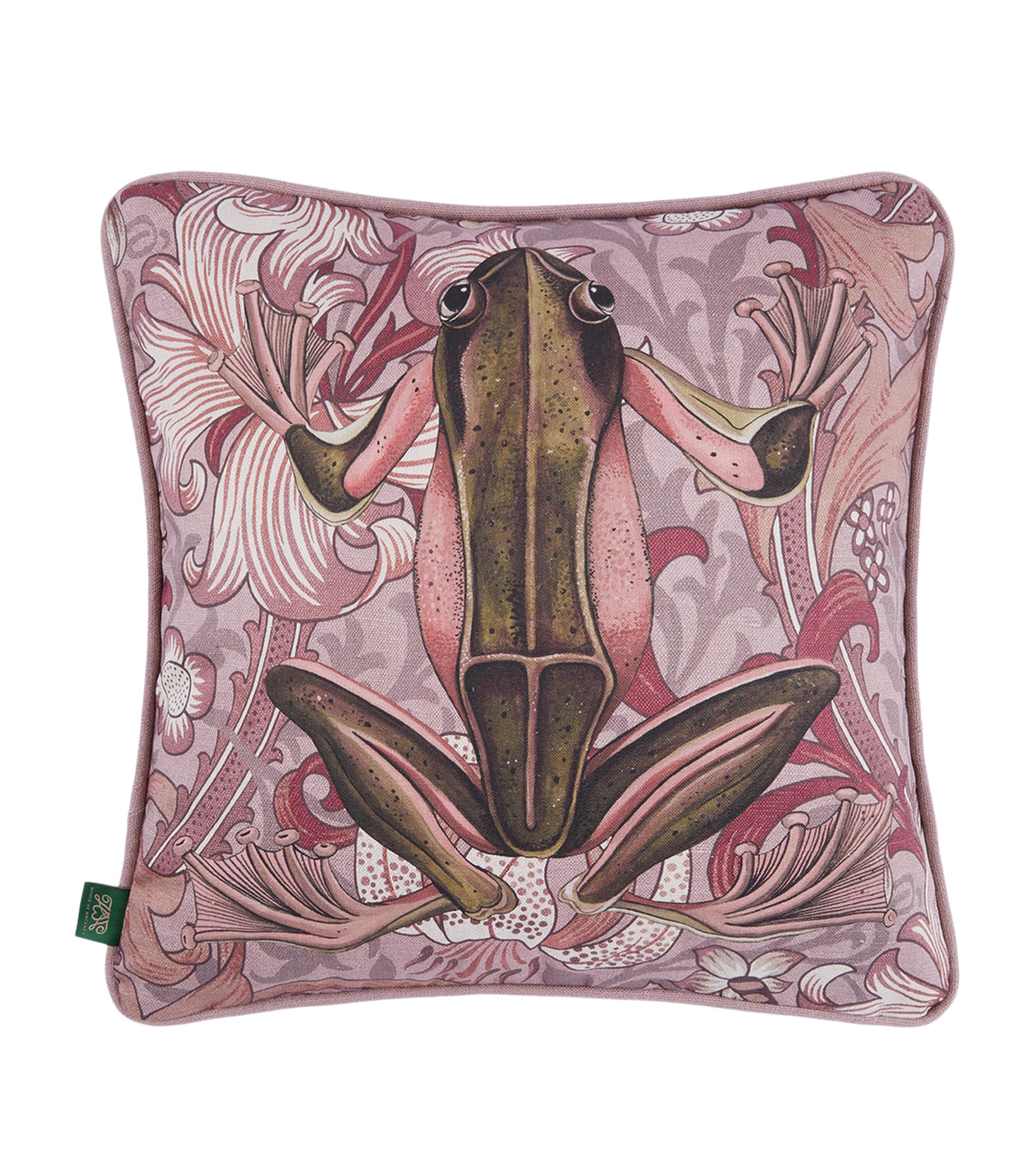 House Of Hackney Hemp Golden Lily Amphibia Cushion In Pink