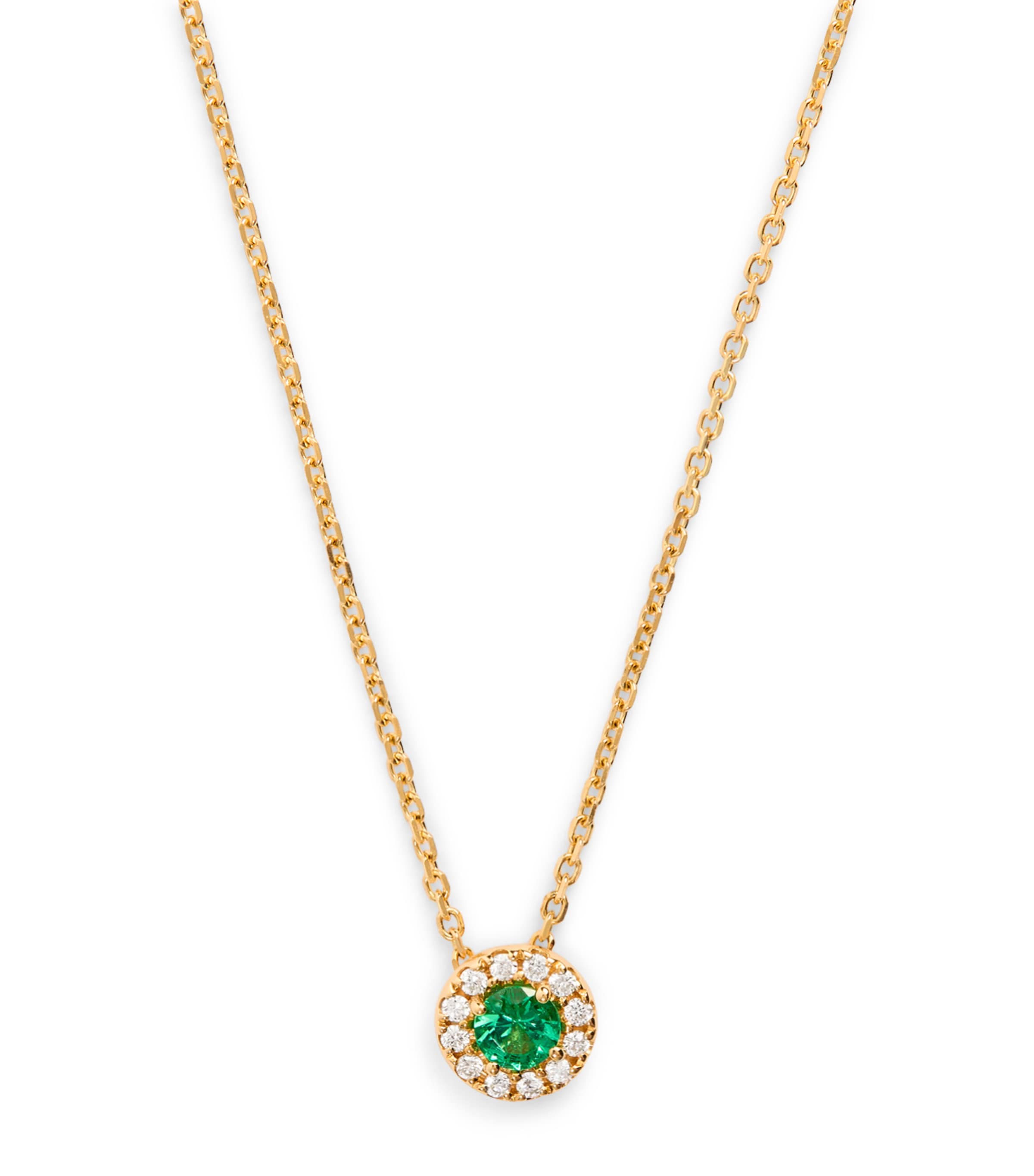 Yellow Gold, Diamond and Emerald Bold Necklace 18K YG/EMER Image 1