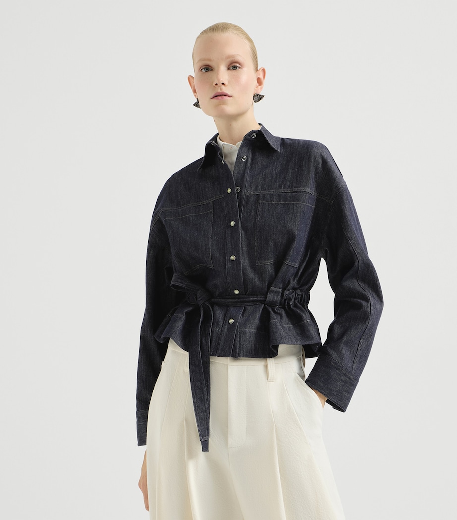 Brunello Cucinelli Womens Self-Tie Denim Shirt Image 3