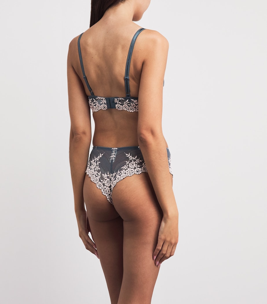 Wacoal Womens Embrace Lace Tanga Briefs Drk Slte/cld Pnk Image 3
