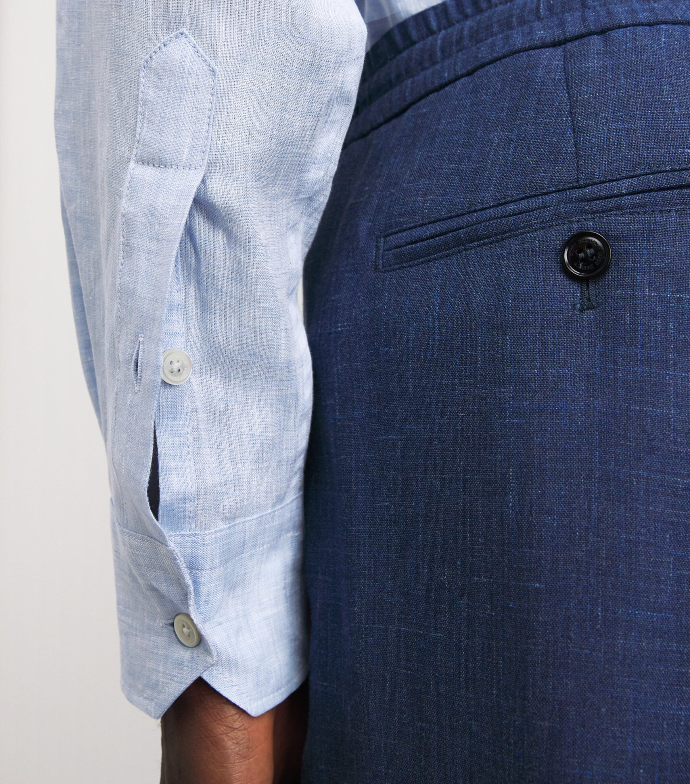 Brett Johnson Mens Linen Shirt Blu Lino Image 3
