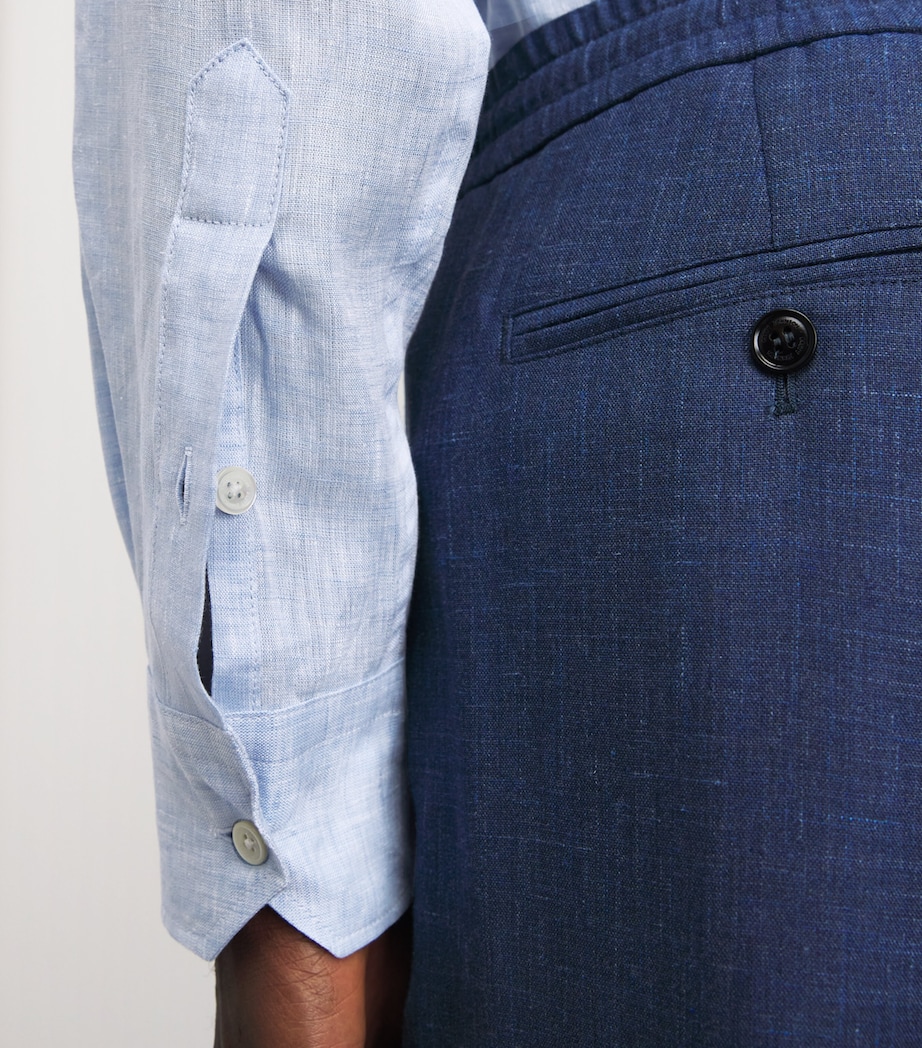 Brett Johnson Mens Linen Shirt Blu Lino Image 3