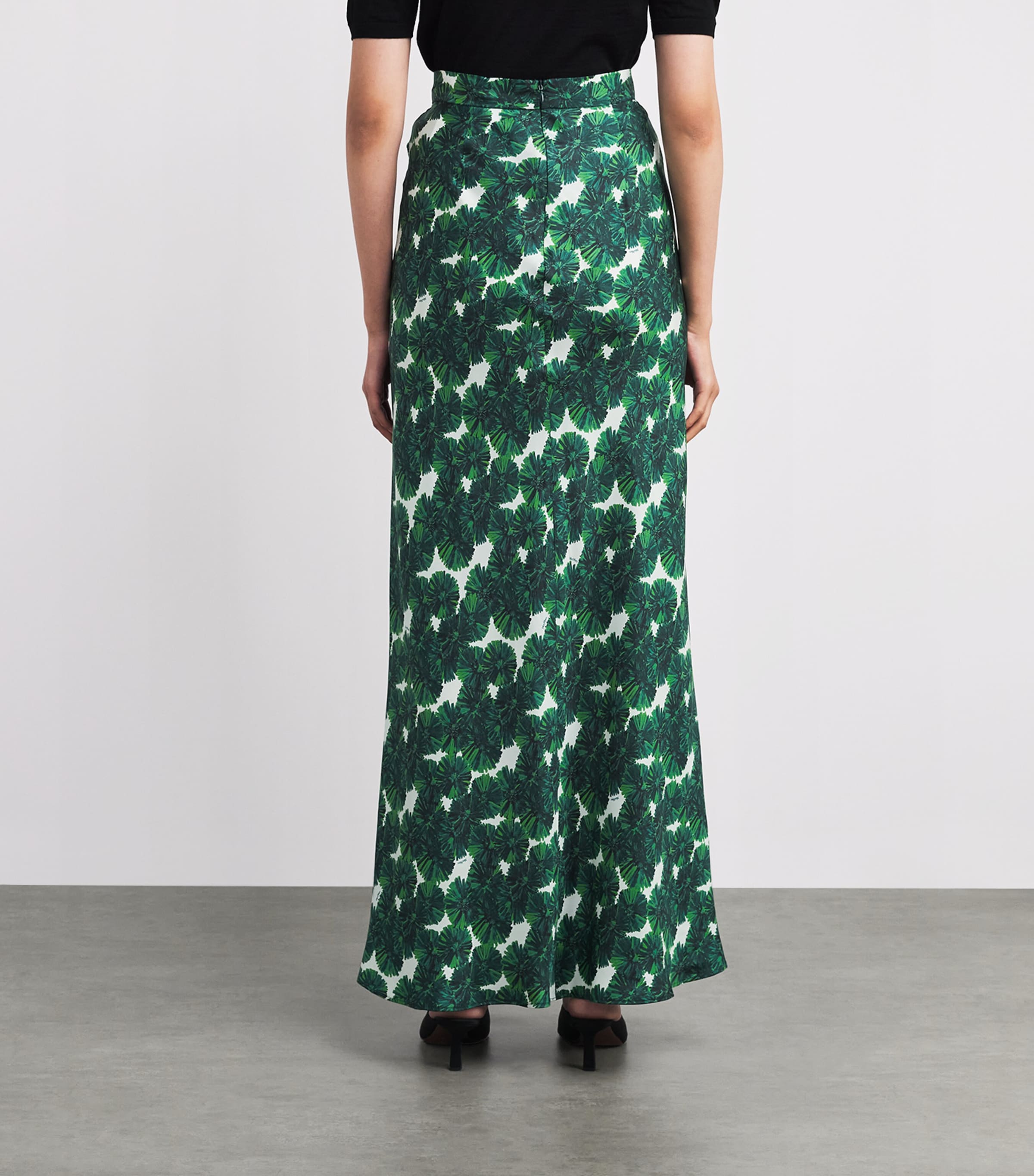 Silk Printed Maxi Skirt EMERALD Image 4