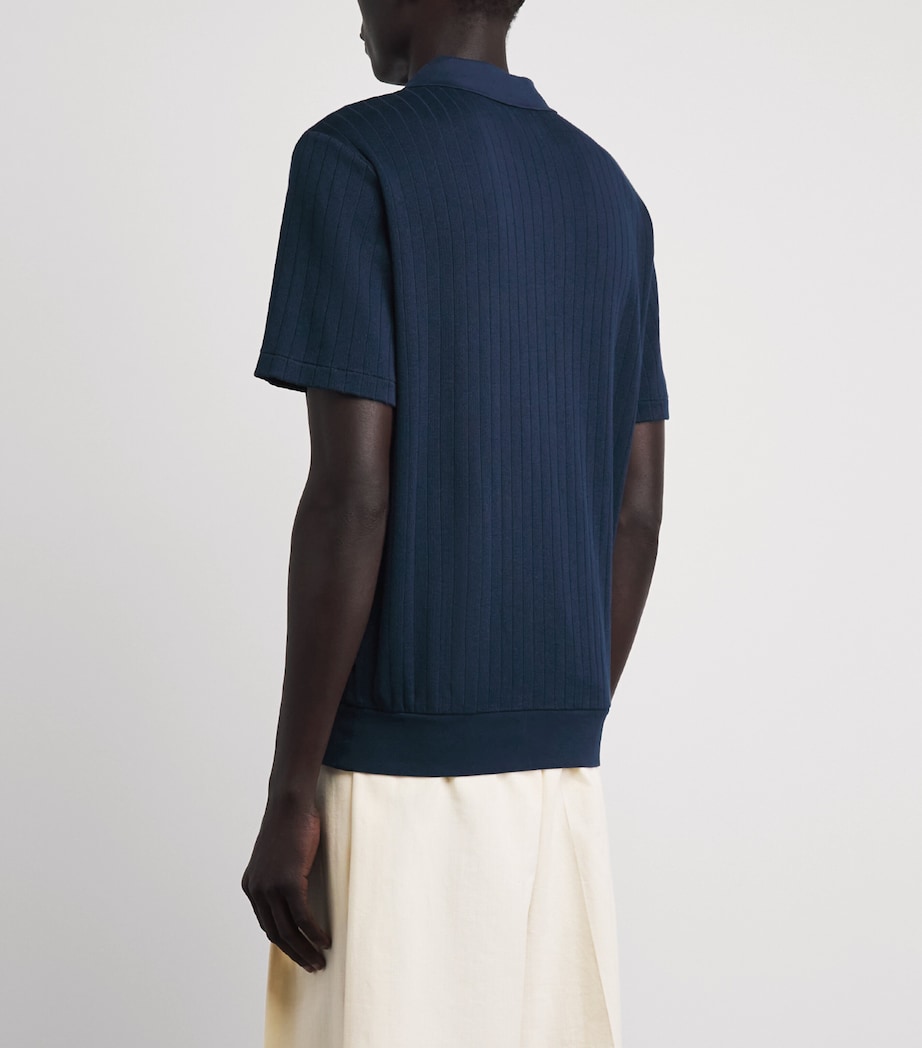 Oliver Spencer Mens Organic Cotton Westcott Polo Shirt Navy Image 5