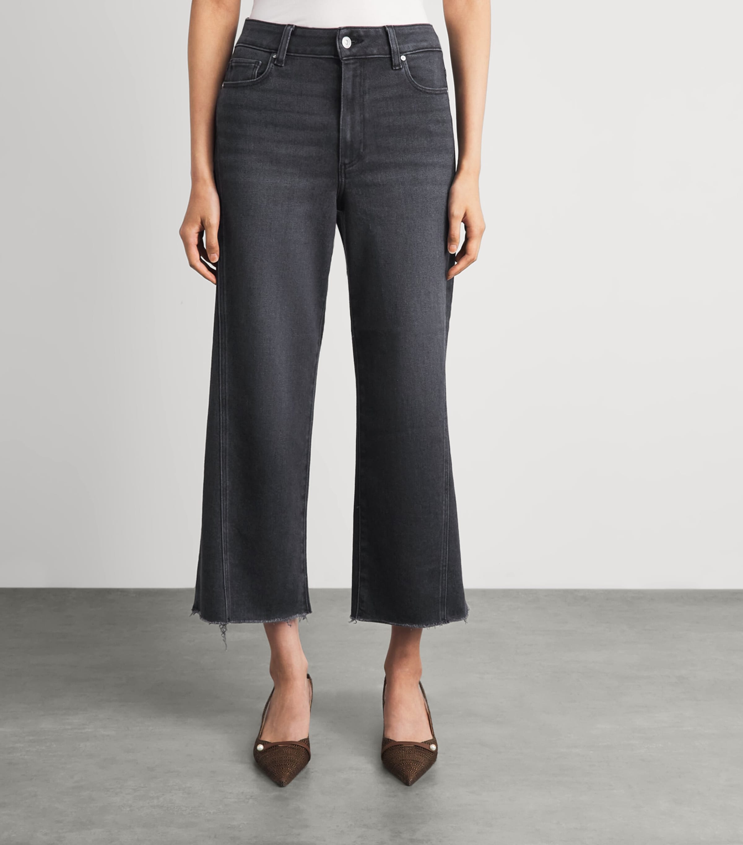 PAIGE Womens Anessa Wide-Leg Jeans Ink Black Image 4
