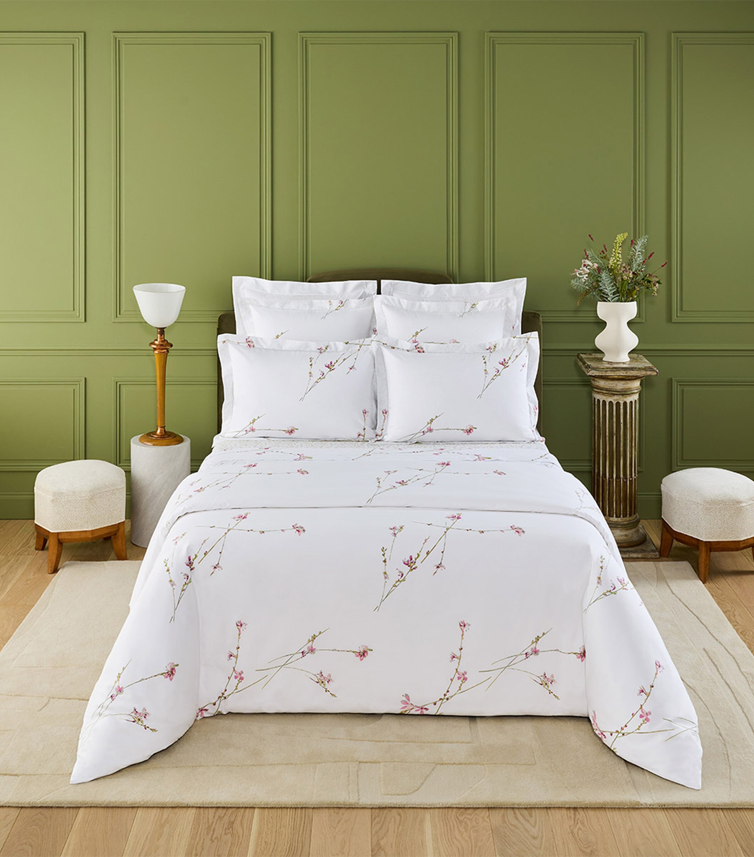 Yves Delorme Floral Gaura Square Oxford Pillowcase (65cm x 65cm) Multicoloured Image 3