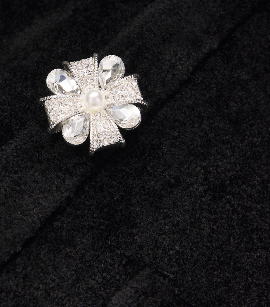 Chenille Lace-Trim Midi Dress BLACK Image 5